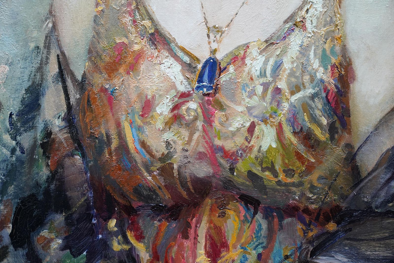 Elsie Marchportrait Of A Lady With Pendant   British Art Deco 30's Portrait Oil Painting1933 photo buy