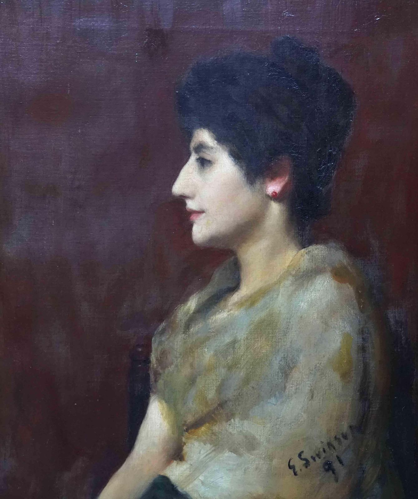 Edward Spilsbury Swinsonportrait Of A Lady   British 19th Century Art Portrait Oil Painting1891 photo vintage