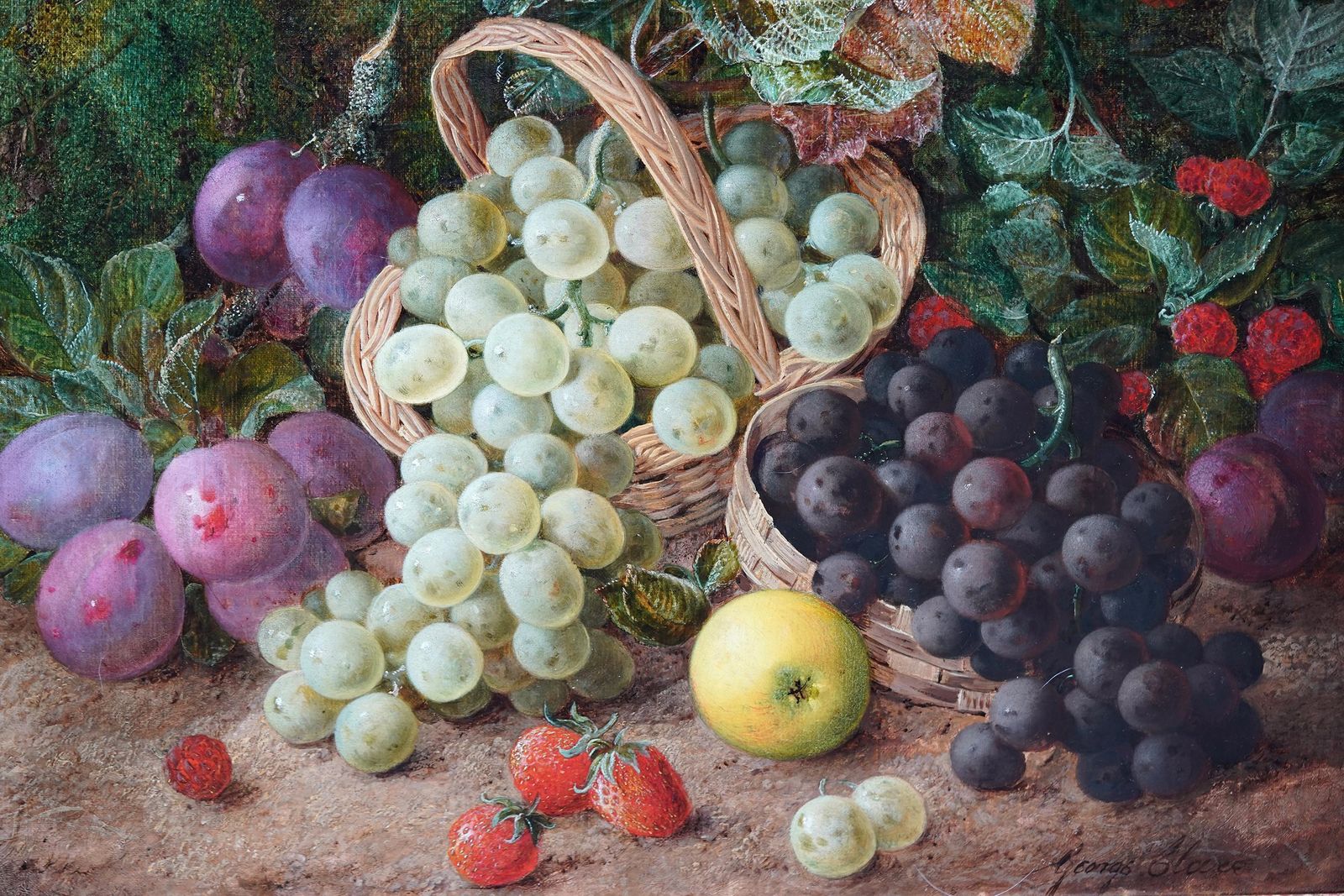 George Clarestill Life Of Fruit   British 19th Century Victorian Art Oil Painting Still Lifecirca 1870 photo for sale