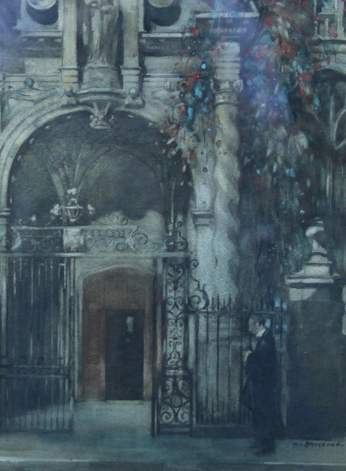 Willem Leendert Bruckmanthe University Church Of St Mary Oxford   Dutch 1920's Art Watercolour Painting 1926 photo for sale