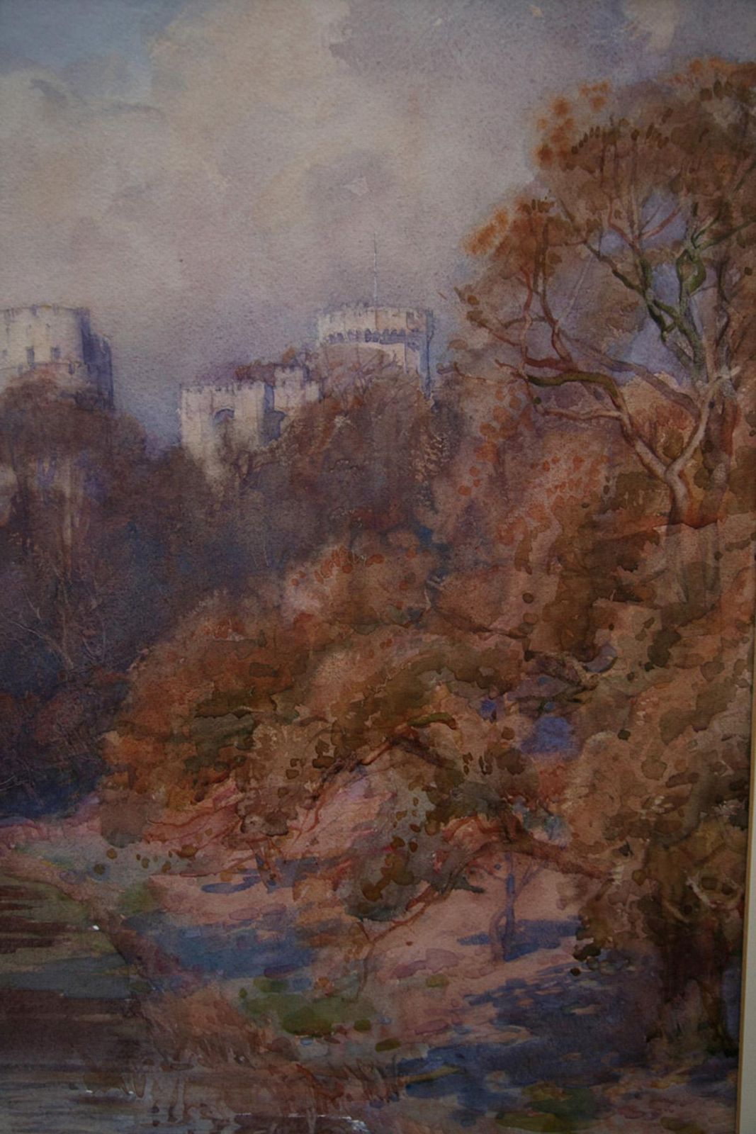 Henry Charles Brewerwarwick Castle   British Art Early 20th Century Painting River Landscape Autumn1917 photo vintage