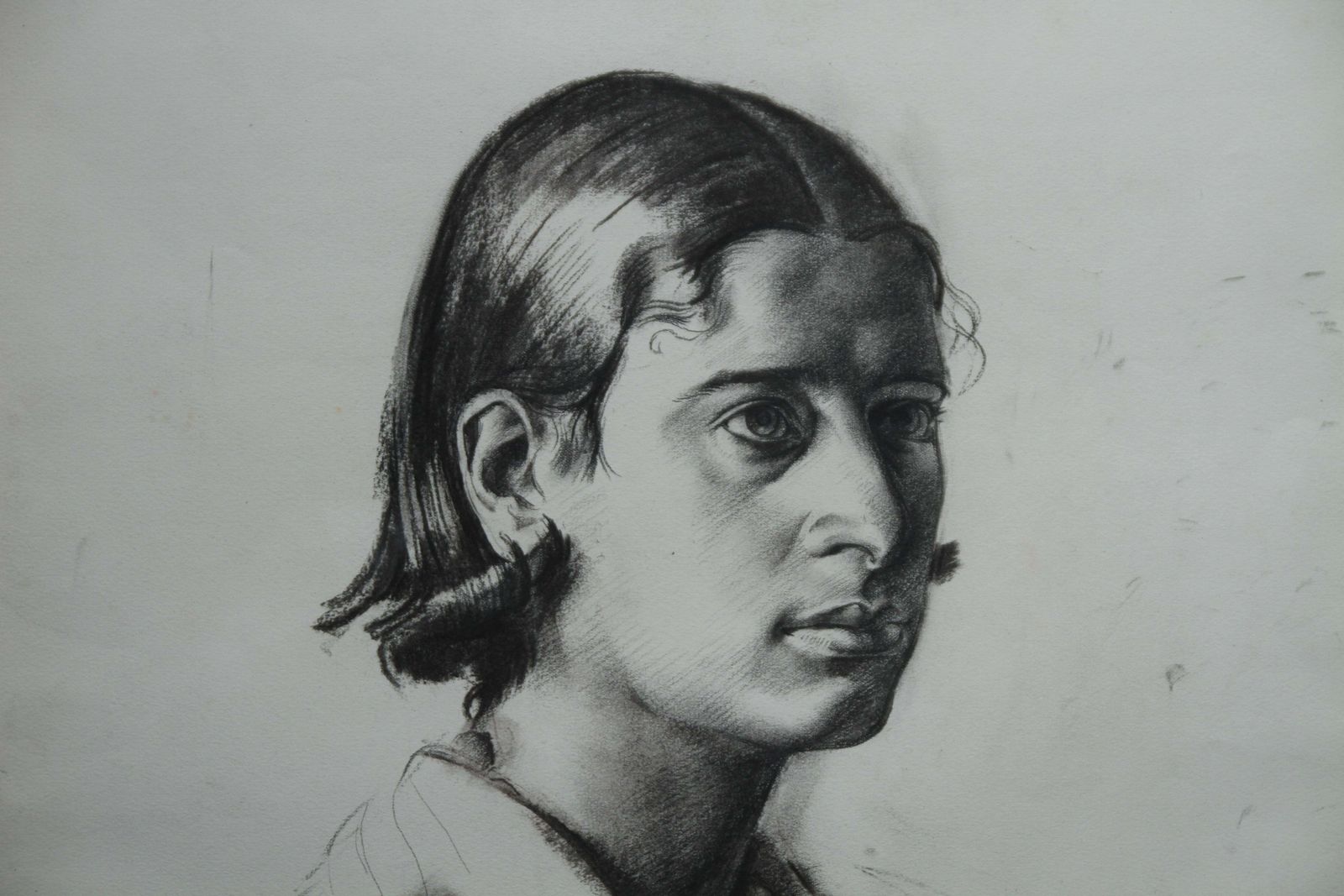 James Stroudleyportrait Of Juliana   British Art Deco Pencil Charcoal Drawing Of A Woman 1930 photo Art
