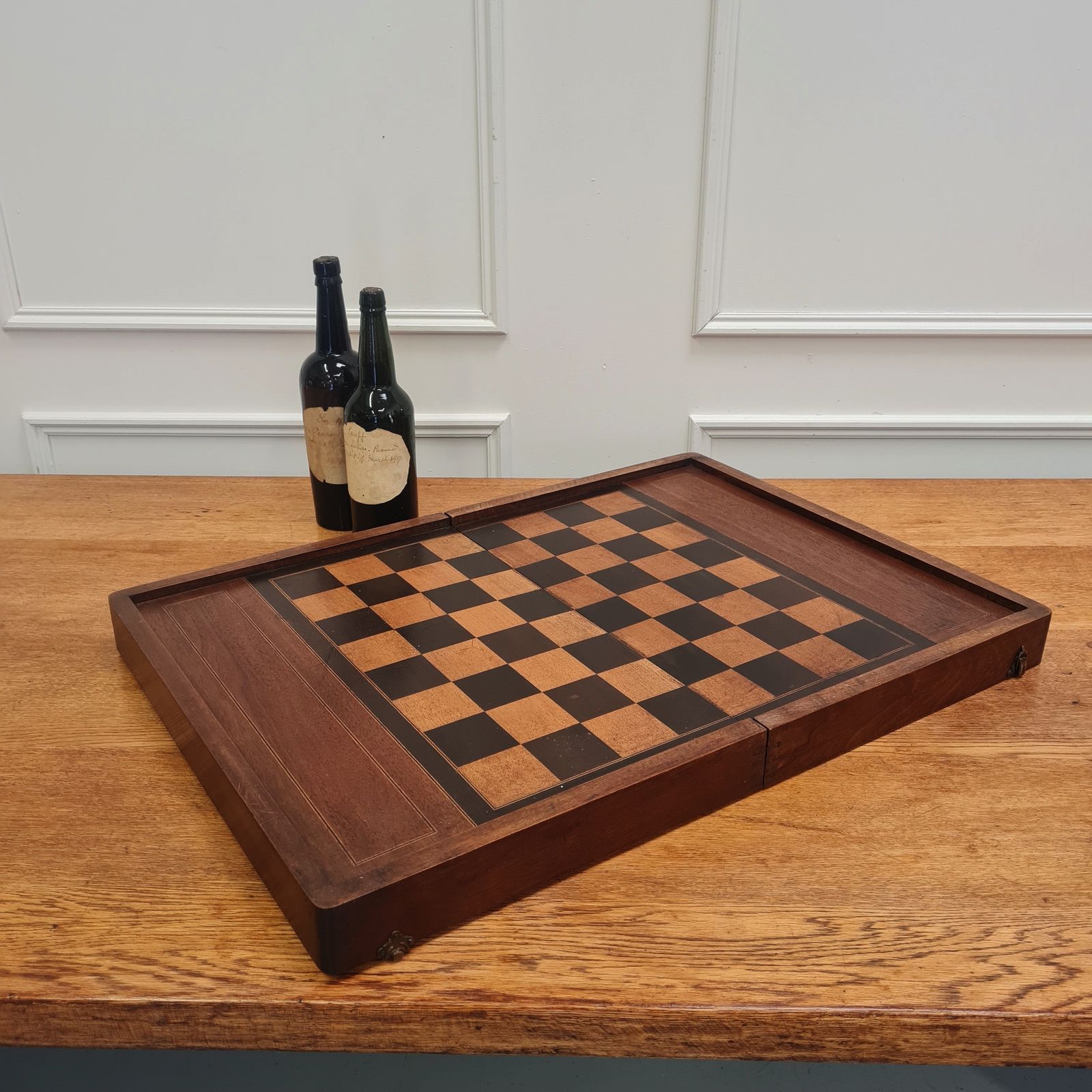 Large French Antique Wooden Games Box C1900 Free Uk Delivery