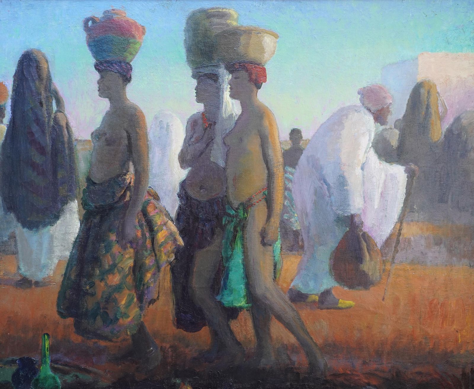 Gerald Spencer Pryseportrait Of Water Bearers, Africa   British 1920's Orientalist Art Oil Paintingcirca 1925 photo furniture