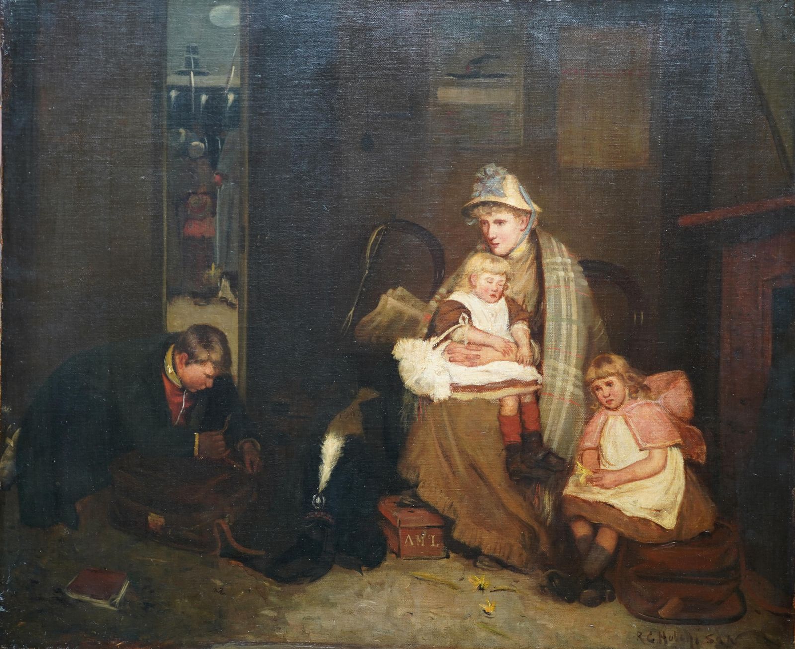 Art Robert Gemmell Hutchisonthe Soldier's Farewell   Scottish Victorian Art Interior Portrait Oil Paintingcirca 1890 photo