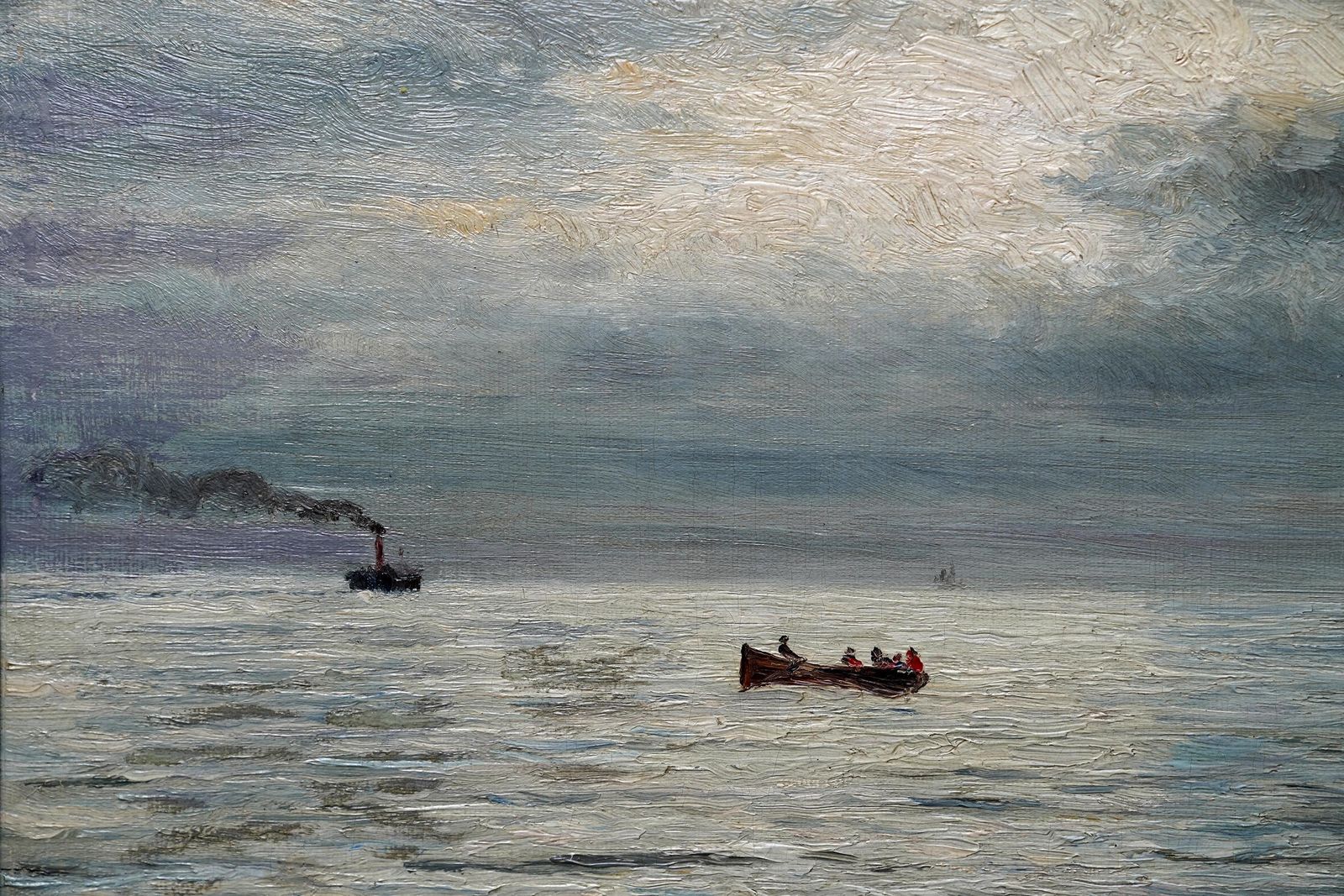 Joseph Hendersonseascape With Boats Storm Coming   Scottish 19thc Exh Impressionist Oil Painting1876 photo Art
