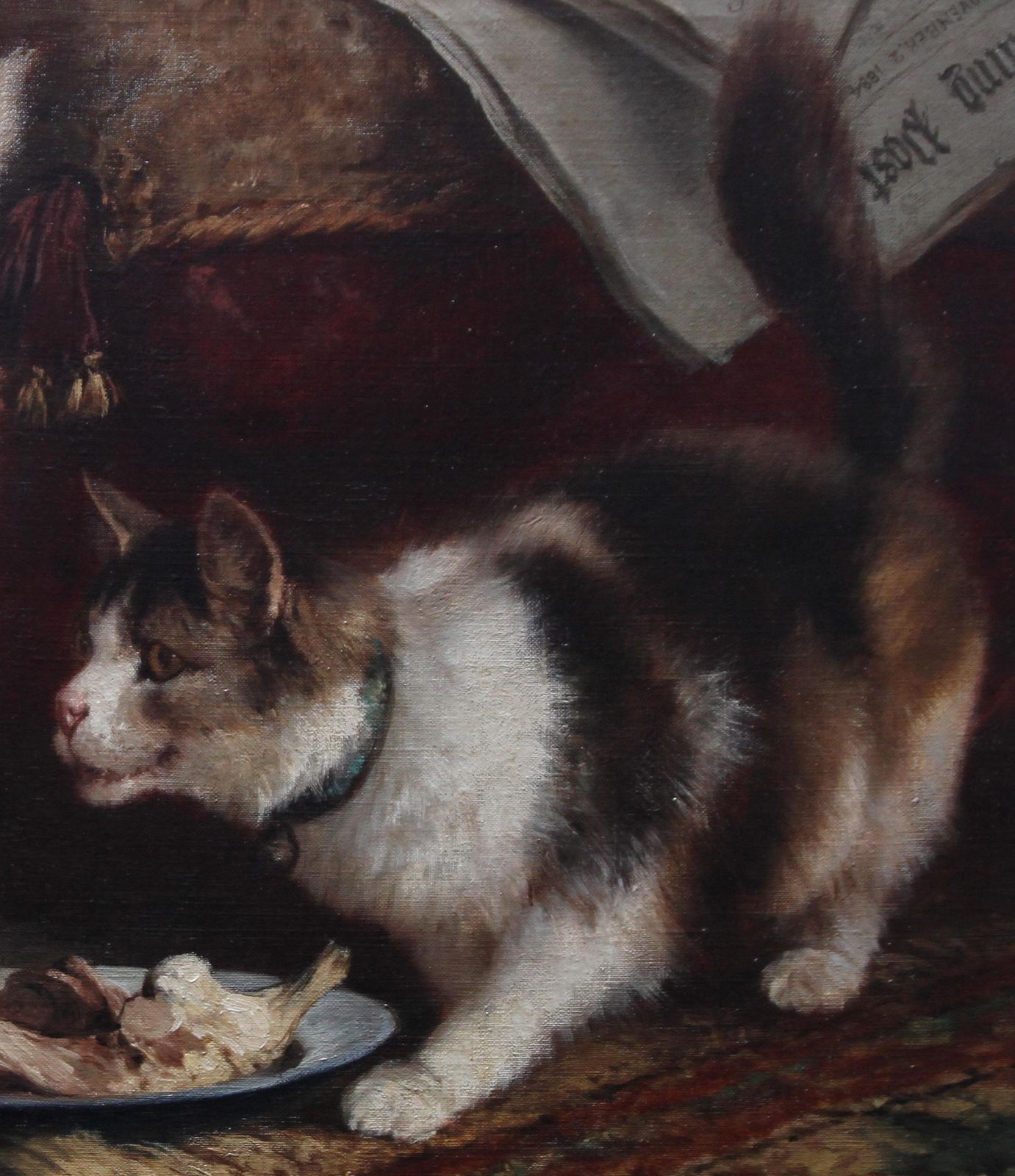 Carl Suhrlandtportrait Of A Cat And Dog   Victorian Genre 1884 Animal Art Oil Painting1884 photo 7116.0