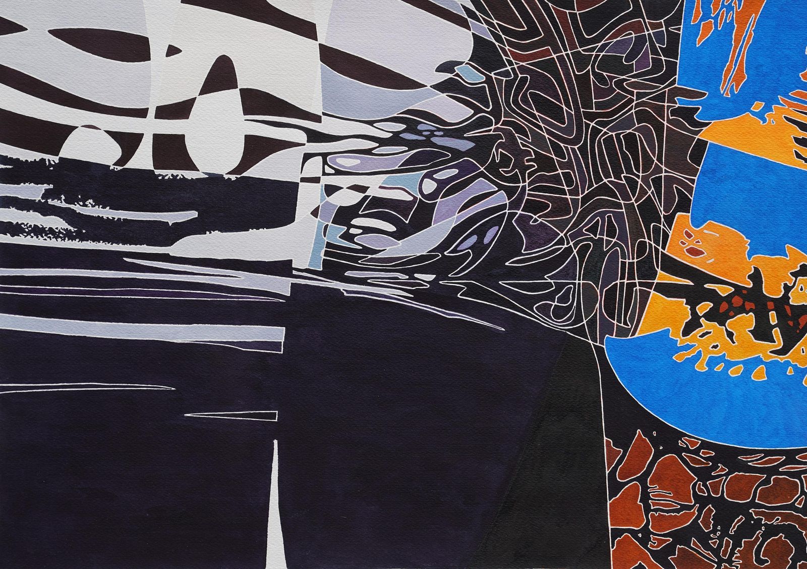 Gwyther Irwinedge Of The Universe   British Abstract Art Watercolour Painting St Ives Newlyncirca 1990 photo furniture
