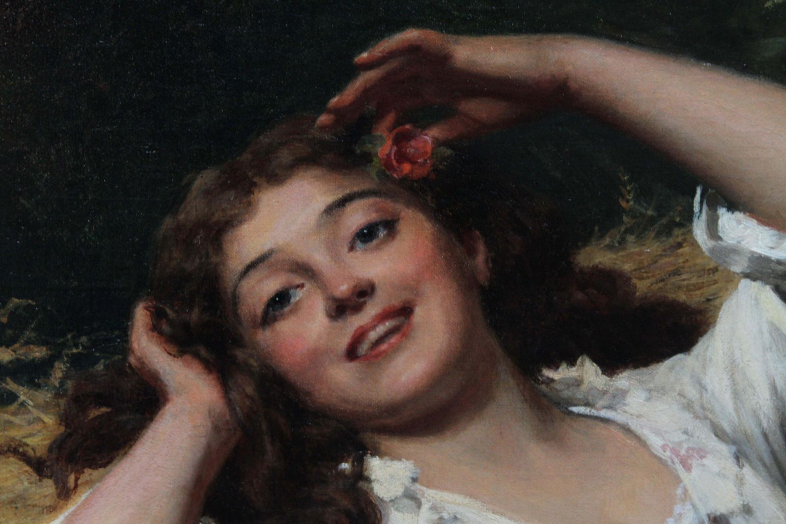 Edwin Robertsa Summer Beauty   British Victorian Genre Art Female Portrait Oil Paintingcirca 1880 photo 7141.0