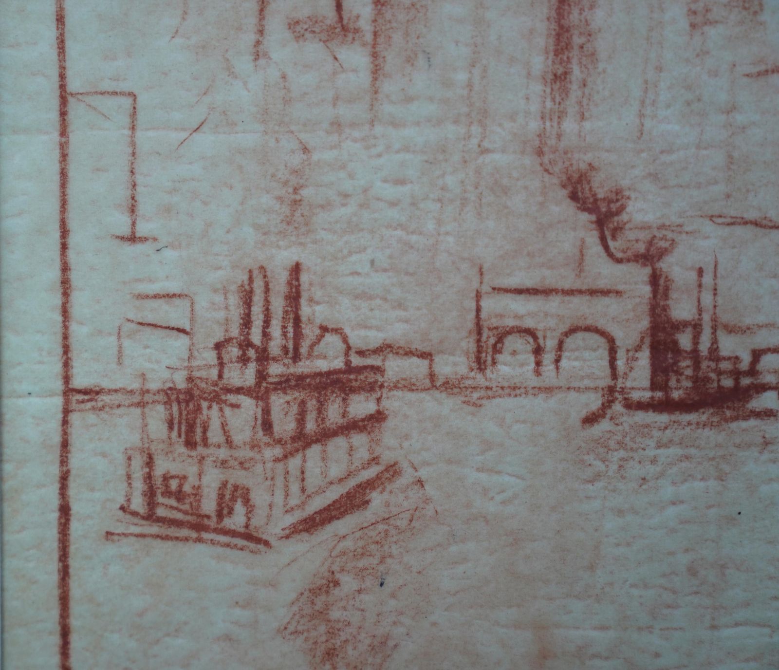 Adriaan Lubbersmanhattan From The River   Dutch 1920's Art Oil Crayon Drawing New York Citycirca 1920 photo Art