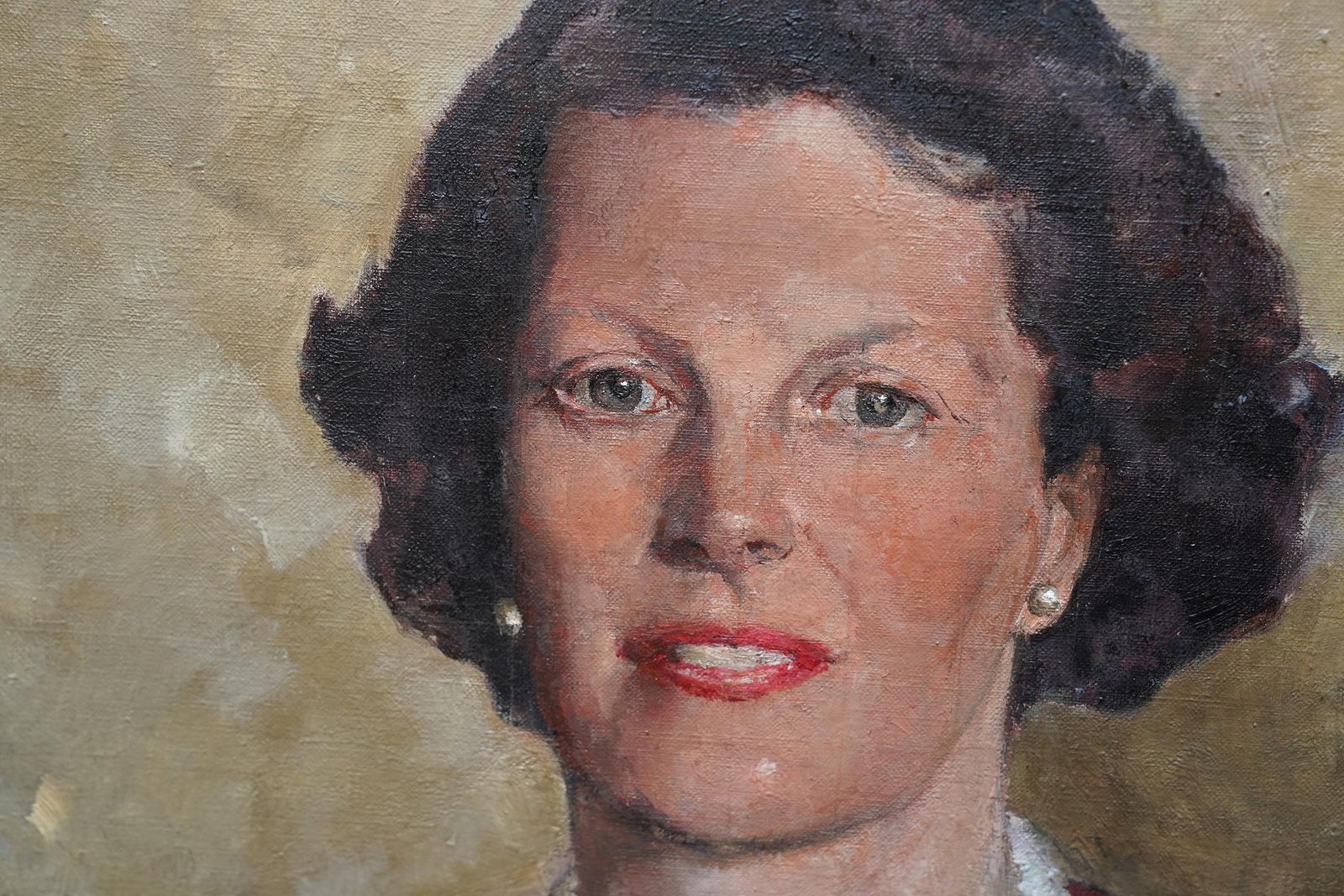 Sydney Seymour Lucasportrait Of Sheila De Quincey   British 1950's Art Portrait Oil Paintingcirca 1957 photo vinterior
