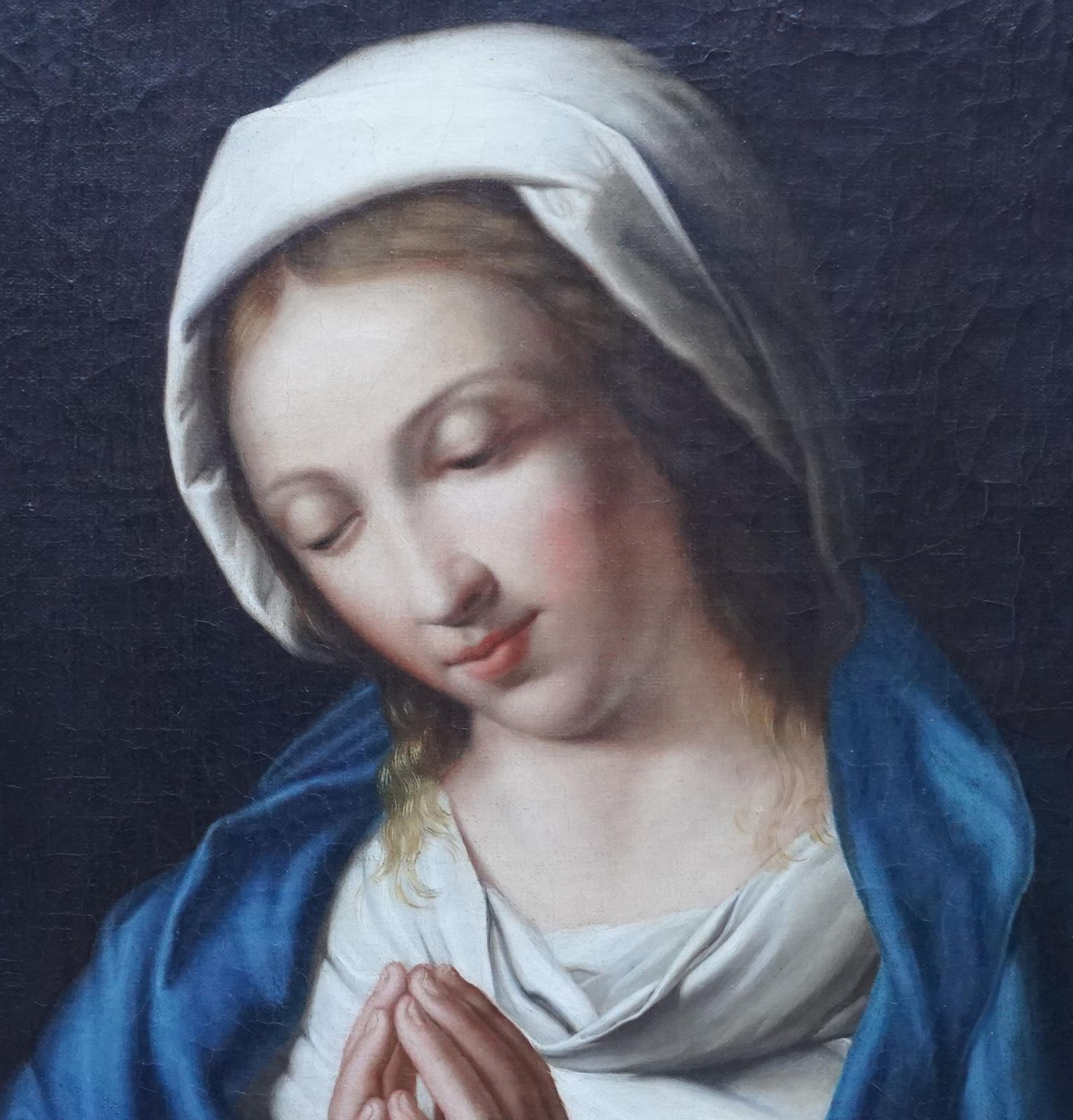 Portrait Of Madonna At Prayer   Italian Old Master Art Religious Oil Paintingcirca 1790 photo Art