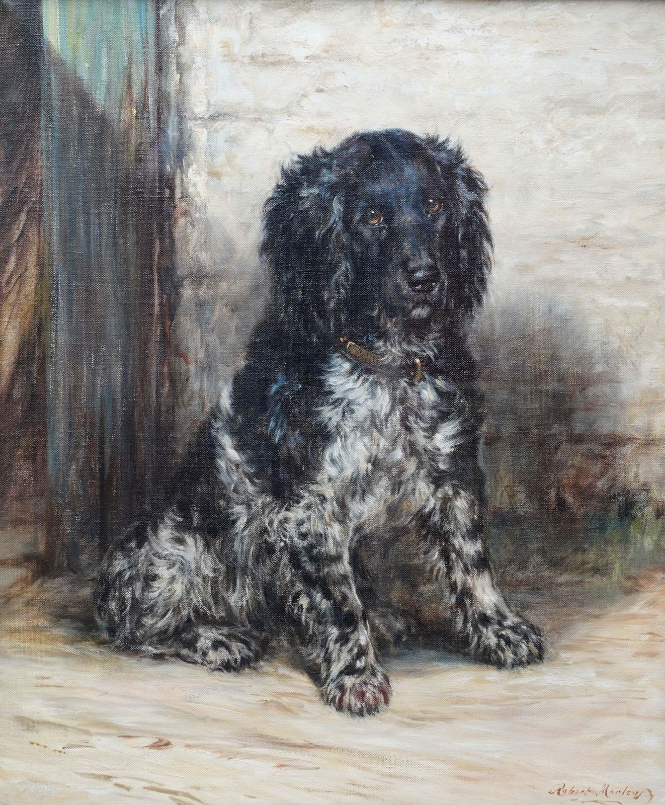 Robert Morleyportrait Of A Spaniel   British Edwardian Art Dog Portrait Oil Painting Circa 1910 photo furniture