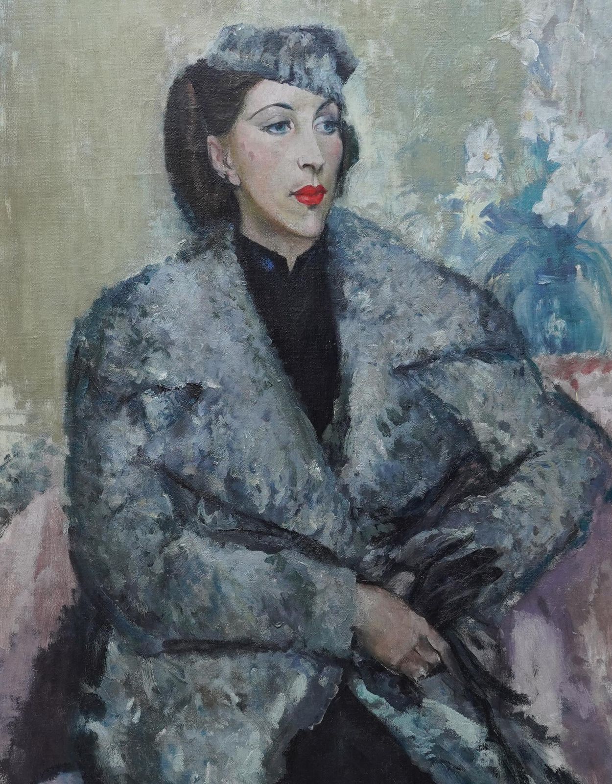 Harry Rutherfordpost Impressionist Portrait Of A Woman   British 40's Art Portrait Oil Paintingcirca 1940 photo for sale
