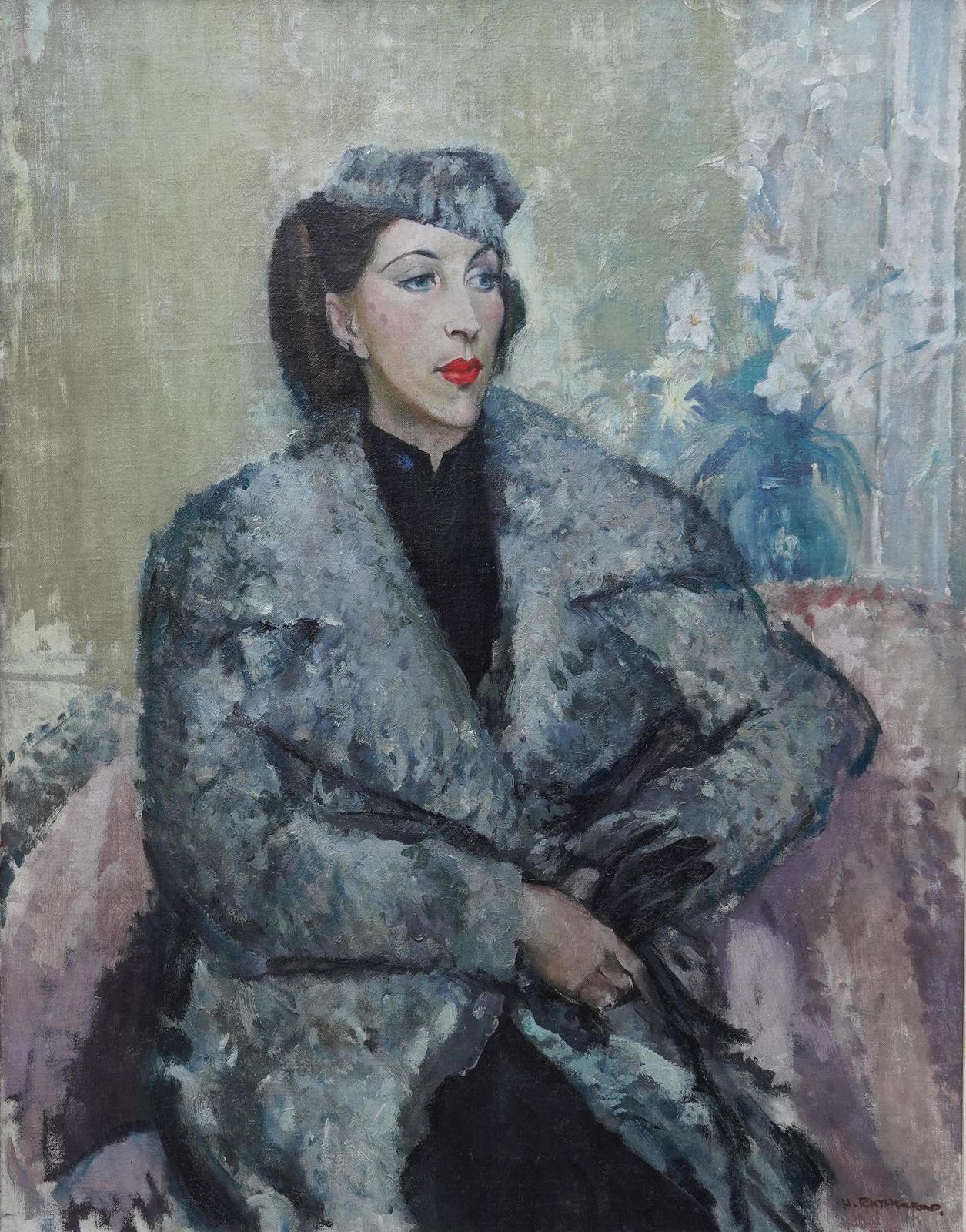 Art Harry Rutherfordpost Impressionist Portrait Of A Woman   British 40's Art Portrait Oil Paintingcirca 1940 photo