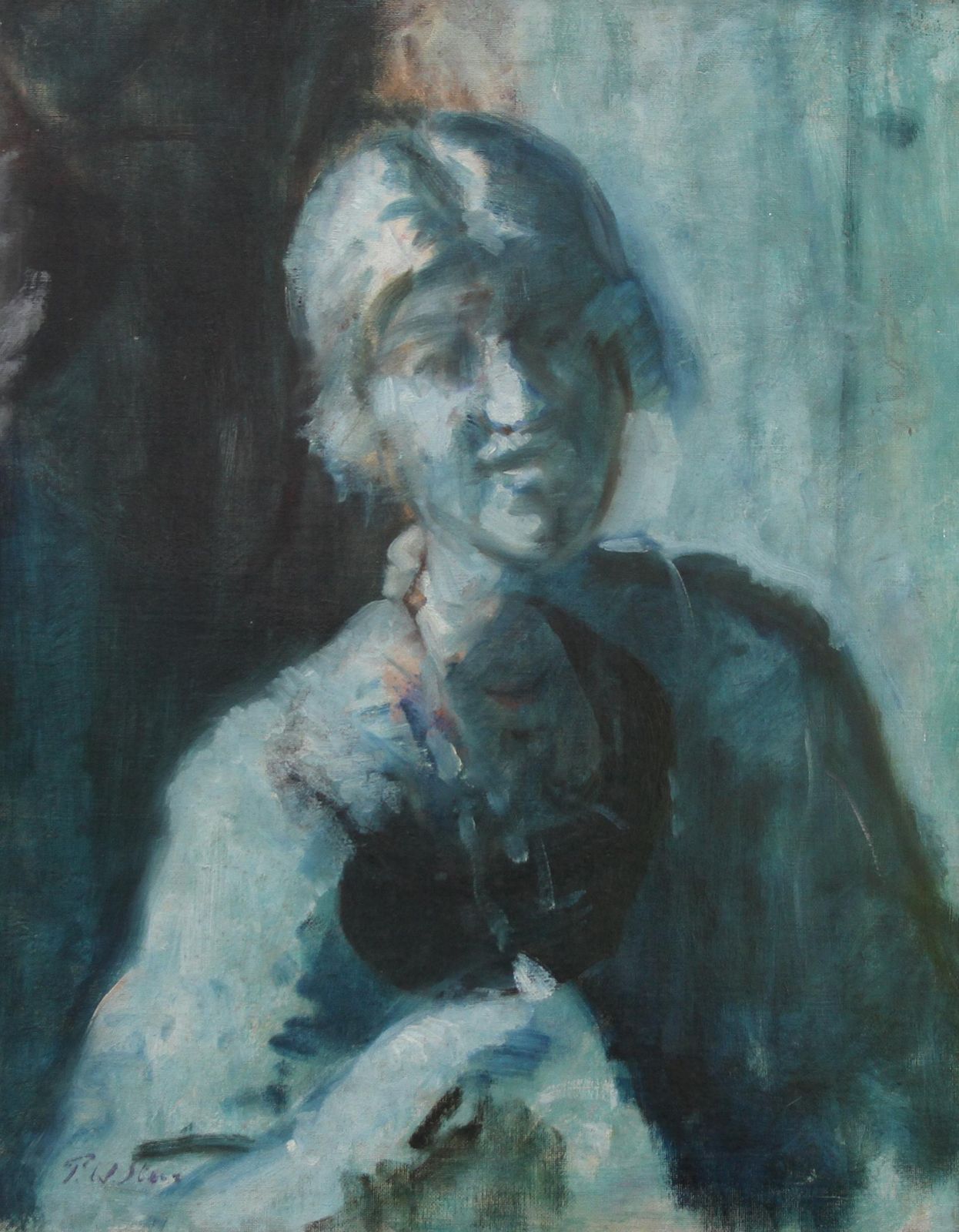 Philip Wilson Steerportrait Of A Woman   Blue   British Edwardian Impressionist Art Oil Painting Circa 1900 photo buy