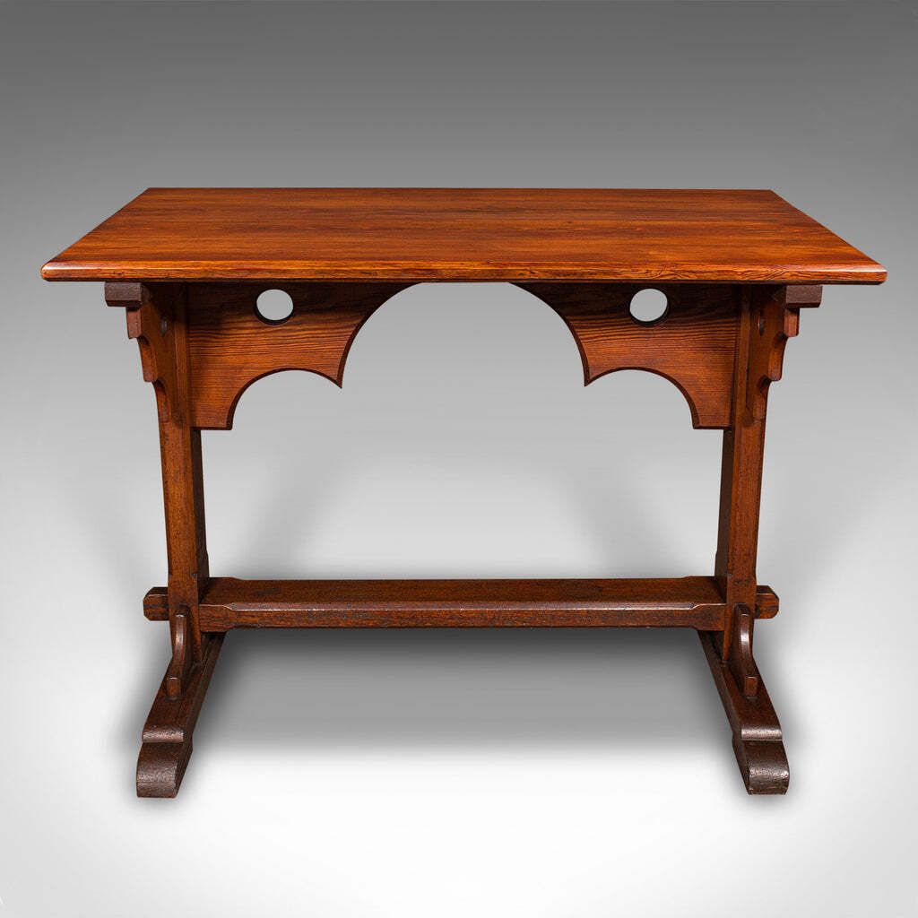 Antique Hall Table, Victorian, Pitch Pine, Kitchen, Ecclesiastical, Circa 1870 photo furniture