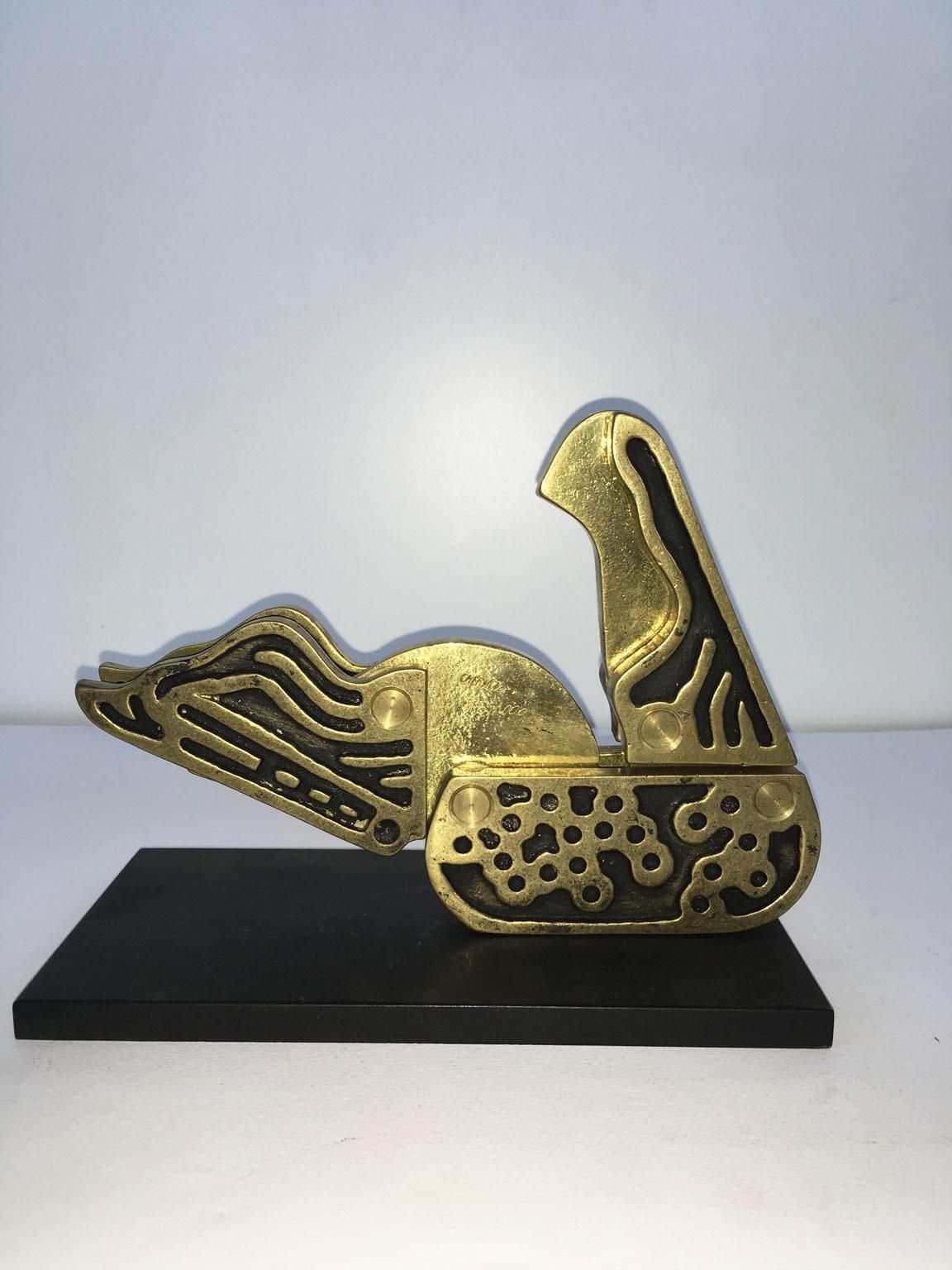 photo furniture 1980 Italy Bronze Abstract Kinetic Sculpture Bruno Chersicla Alambicco Still