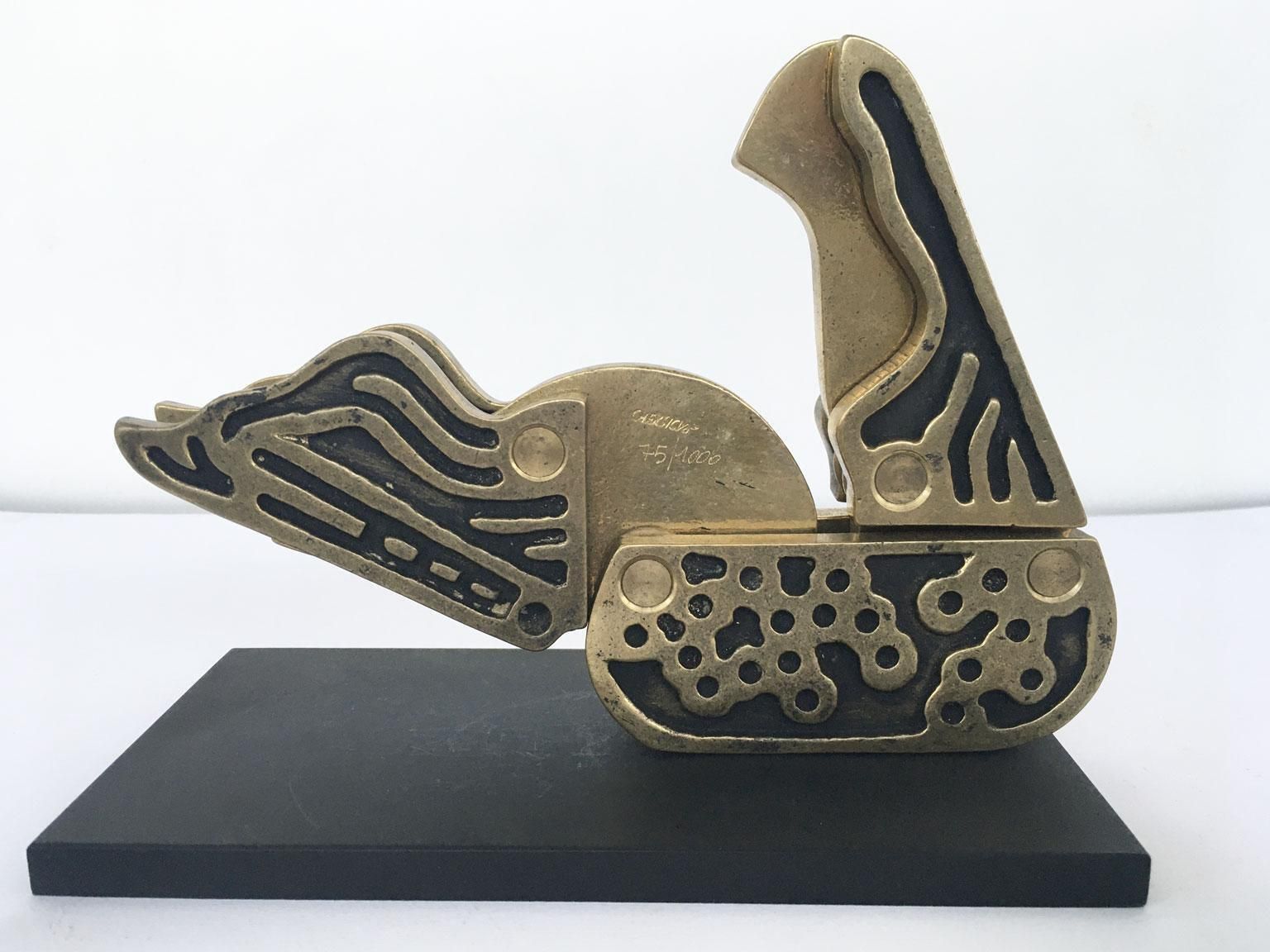 Art 1980 Italy Bronze Abstract Kinetic Sculpture Bruno Chersicla Alambicco Still photo
