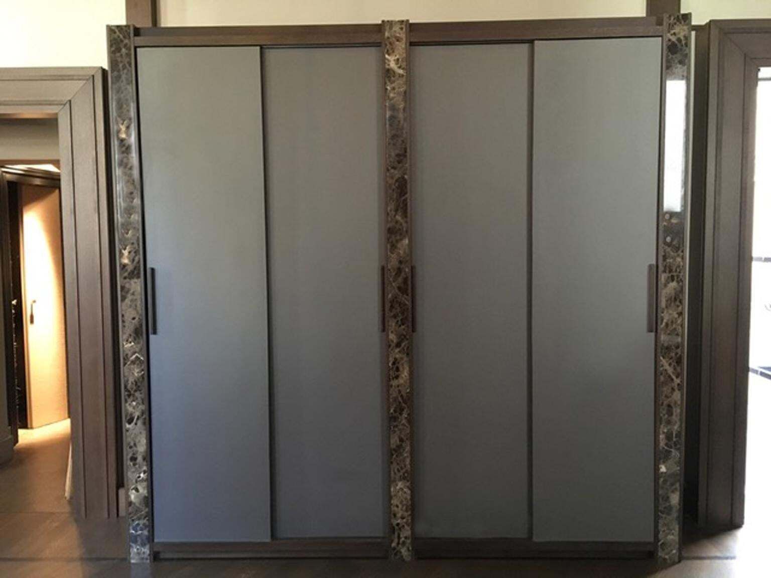 Italian Contemporary Design Black Marble And Oak Wood Wardrobe photo for sale
