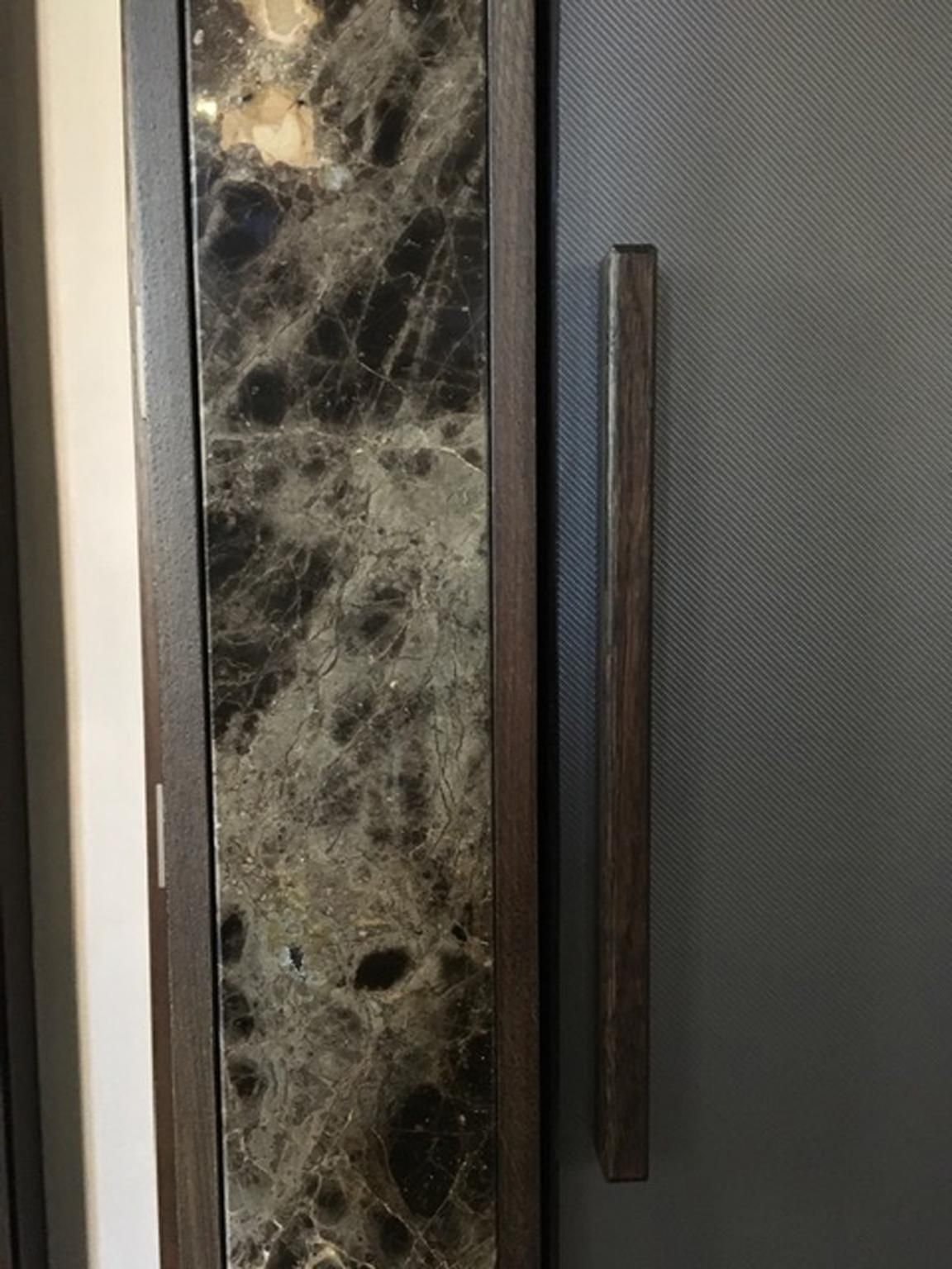 Italian Contemporary Design Black Marble And Oak Wood Wardrobe photo vintage