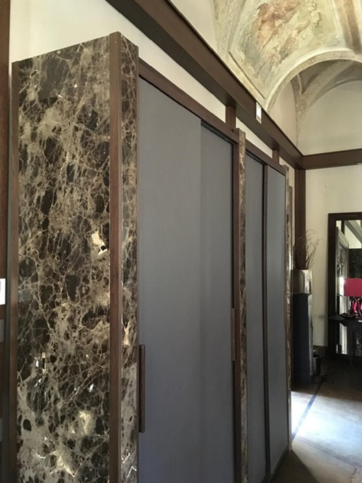 photo for sale Italian Contemporary Design Black Marble And Oak Wood Wardrobe