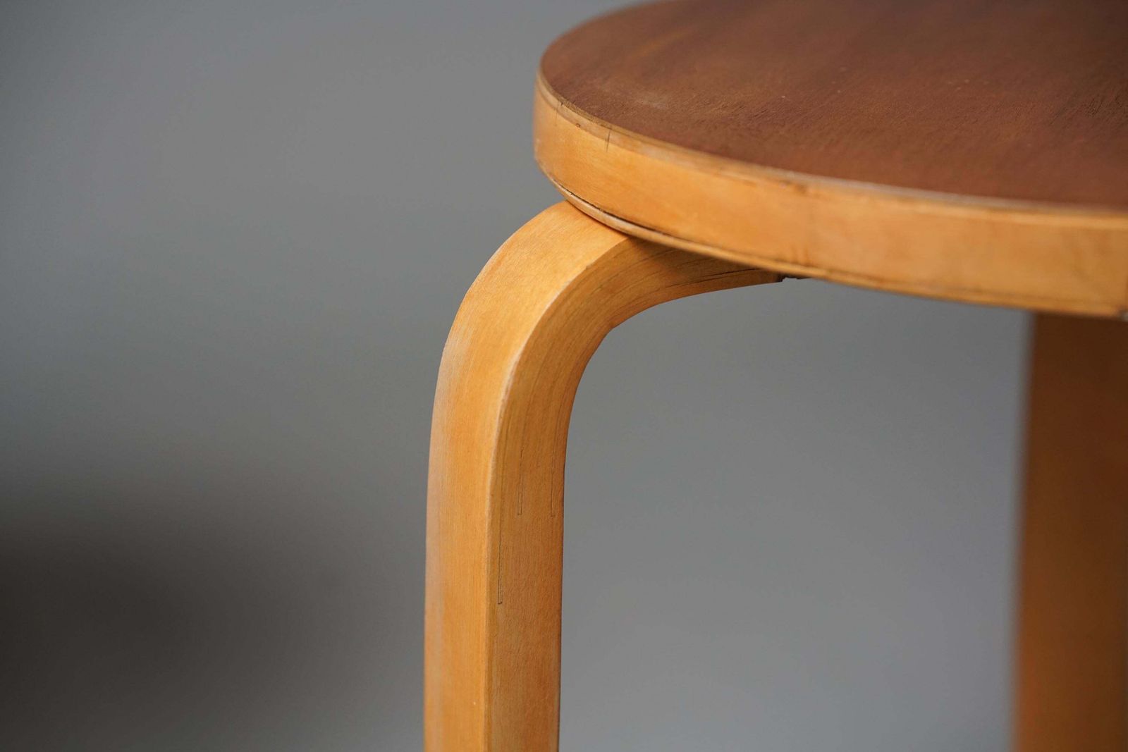 Pair Of Teak Aalto Model 60 Stools, Oy Huonekalu  Ja Rakennustyötehdas Ab, 1940s photo buy