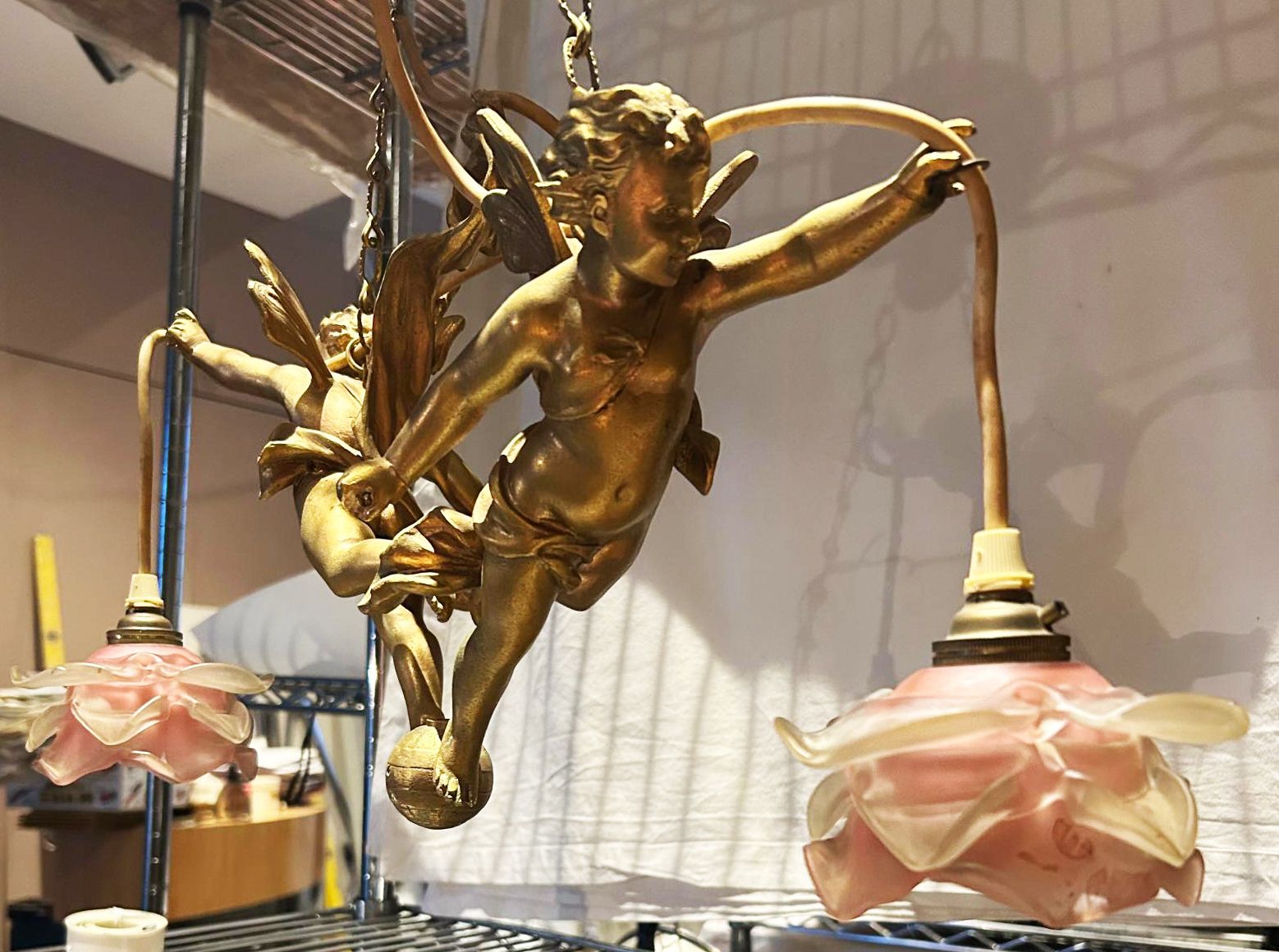 Beautiful Vintage Flying Cherub Chandelier
