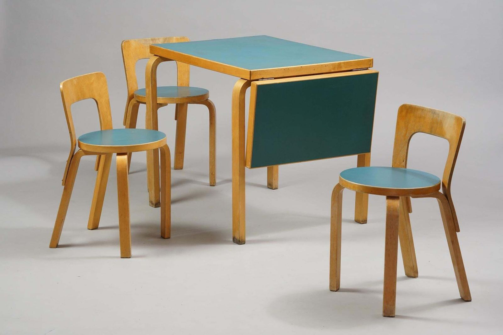 Alvar Aalto Dining Room Set Model Dl82 Table & Model 65 Chairs, Circa 1940s photo furniture
