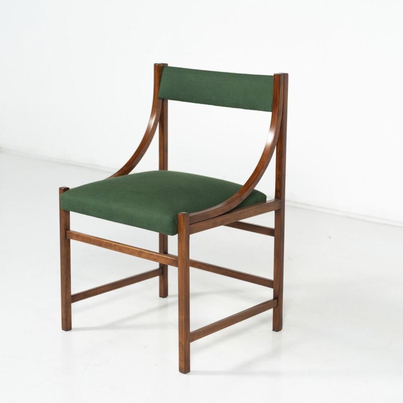 Mid Century Modern Set Of 6 Armchairs, Wood And Fabric, Italy, 1960s photo for sale