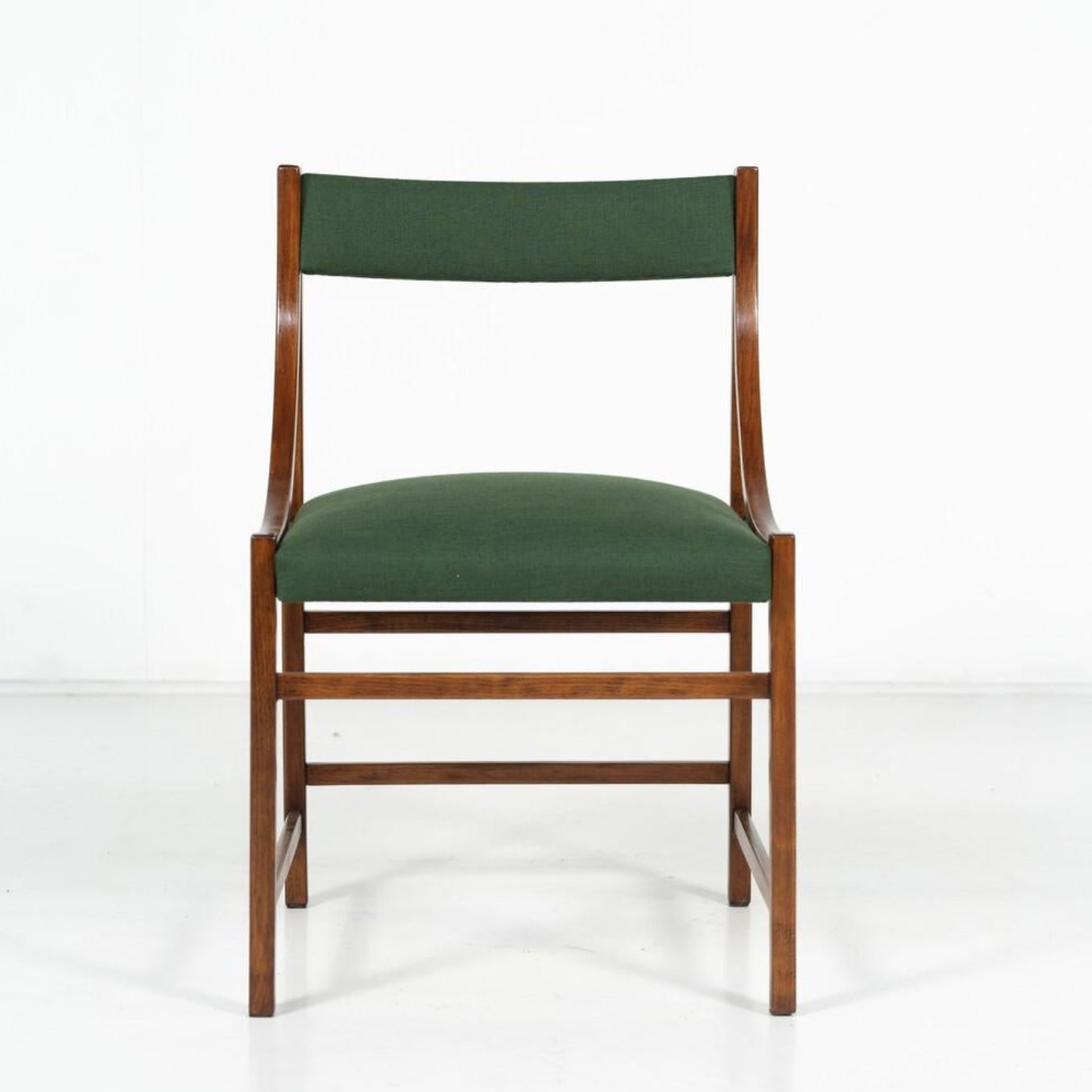 Mid Century Modern Set Of 6 Armchairs, Wood And Fabric, Italy, 1960s photo Furniture
