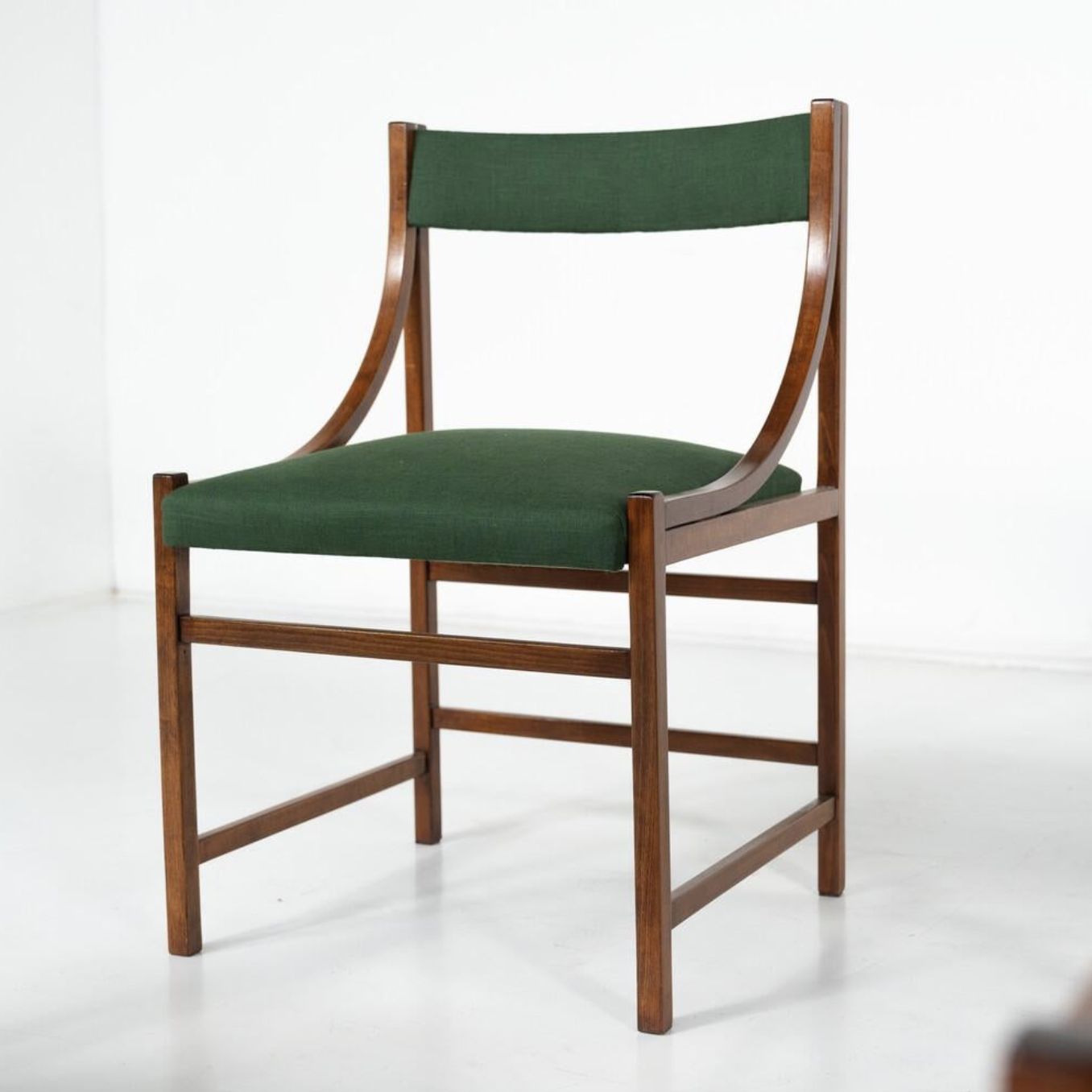 photo for sale Mid Century Modern Set Of 6 Armchairs, Wood And Fabric, Italy, 1960s