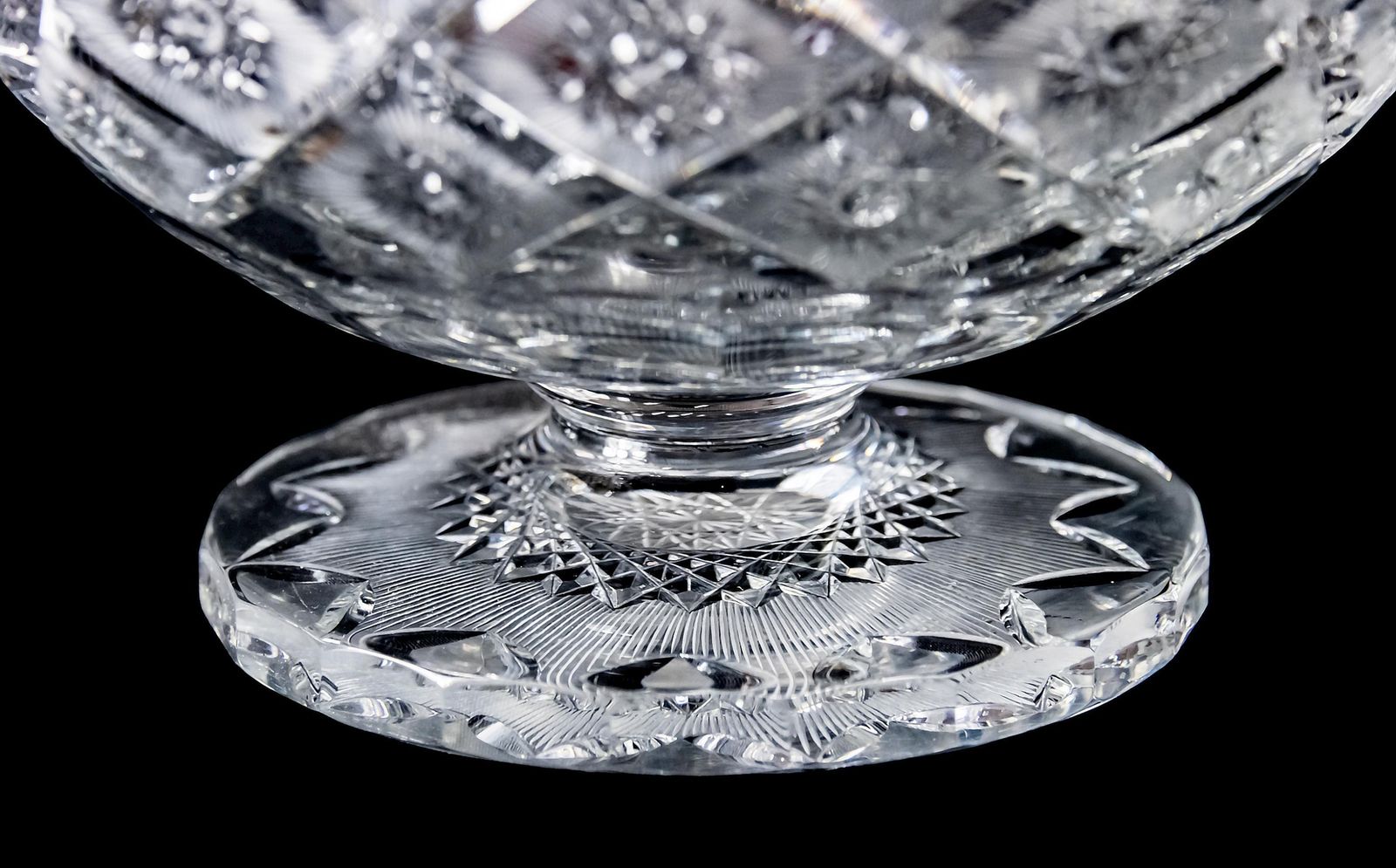 Large Hand Cut Crystal Vase Centerpiece photo for sale