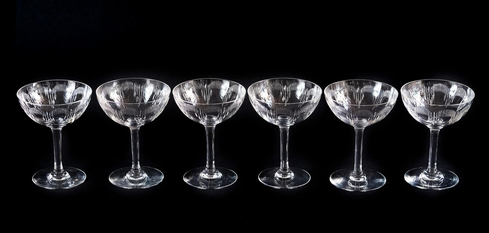 6 Pcs. Set Of Baccarat Crystal Champagne Coupes "Moliere" From 1916 1936's photo furniture