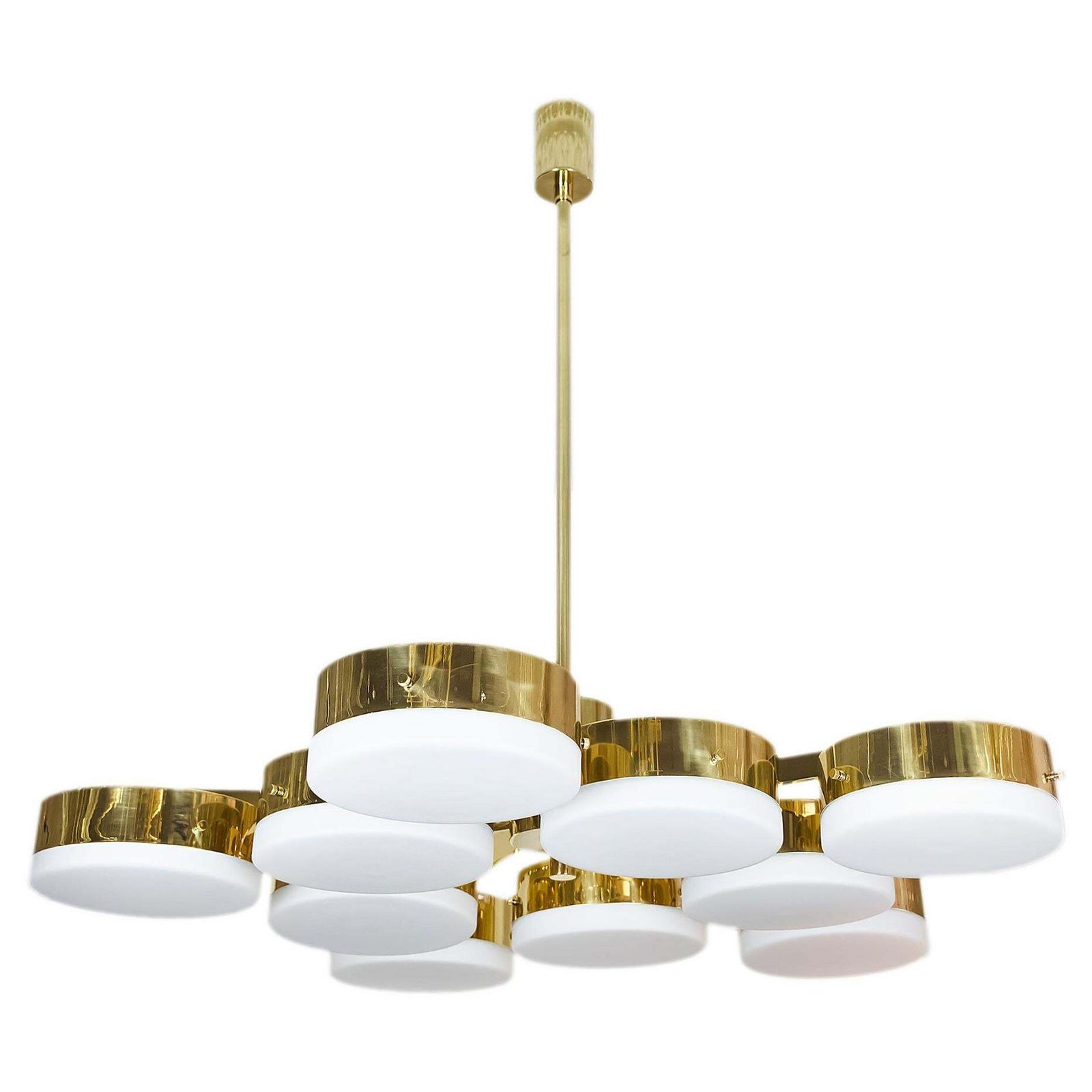 Italian Brass And Frosted Glass Chandelier photo furniture