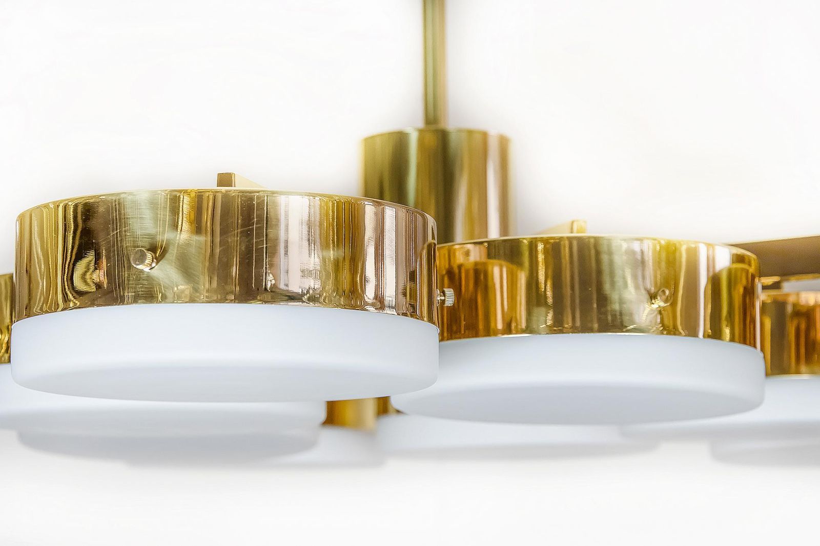 Italian Brass And Frosted Glass Chandelier photo 5014.0