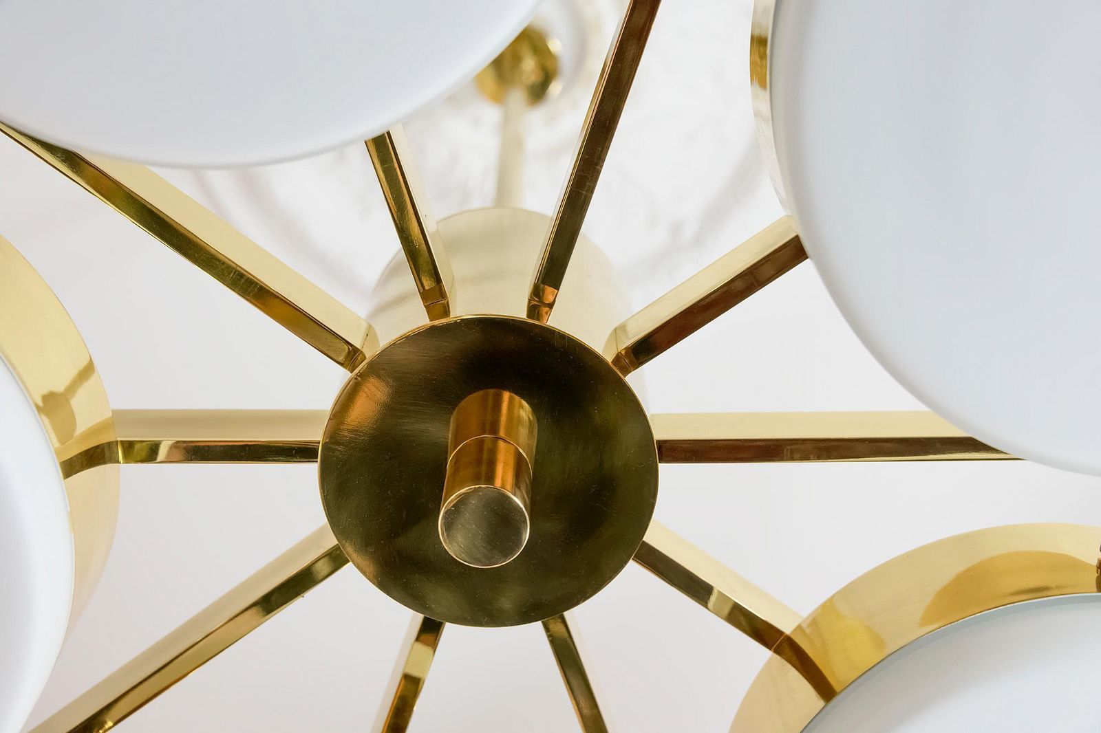 Italian Brass And Frosted Glass Chandelier photo vinterior