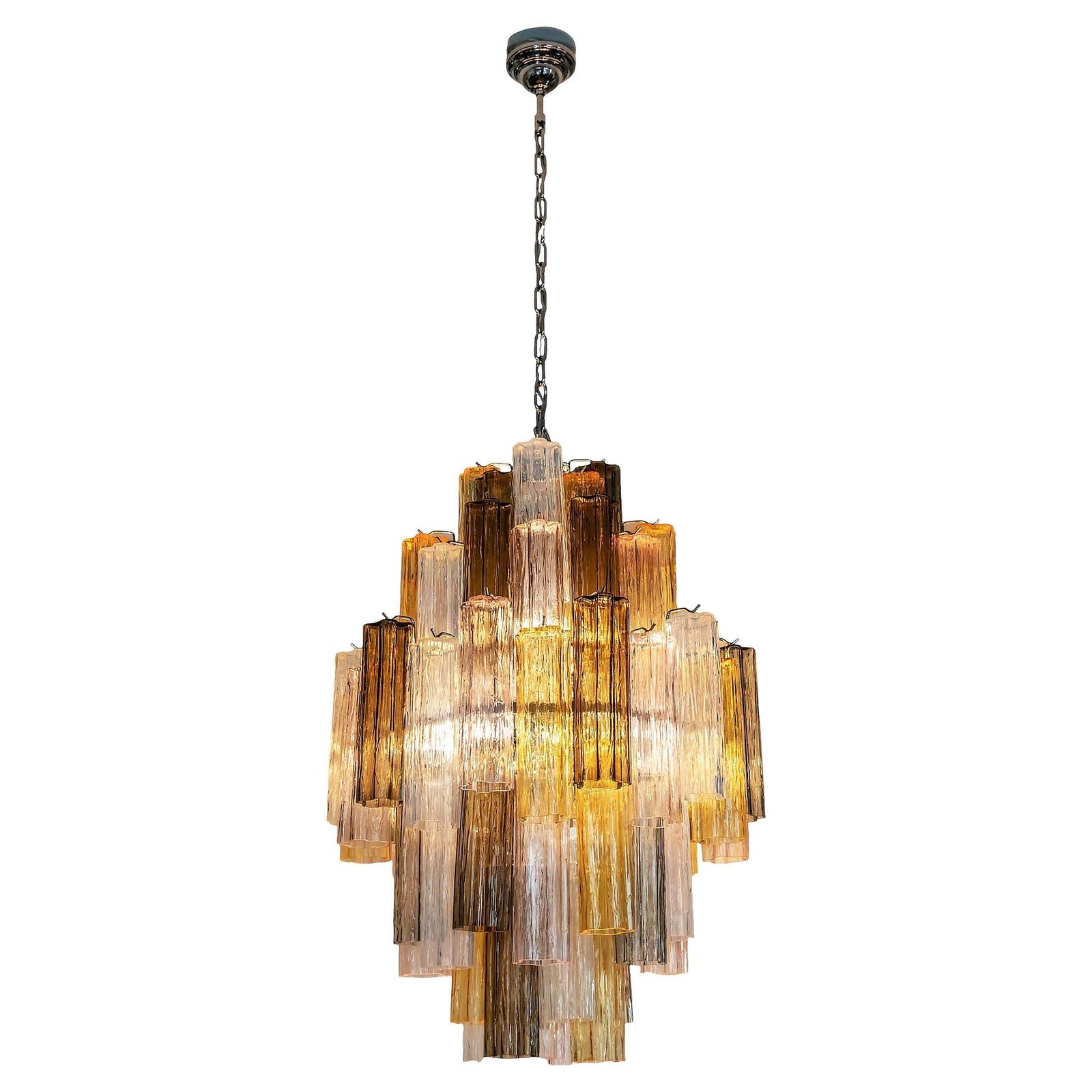 Large Italian Colour Murano Glass Tubi Tronchi Chandelier