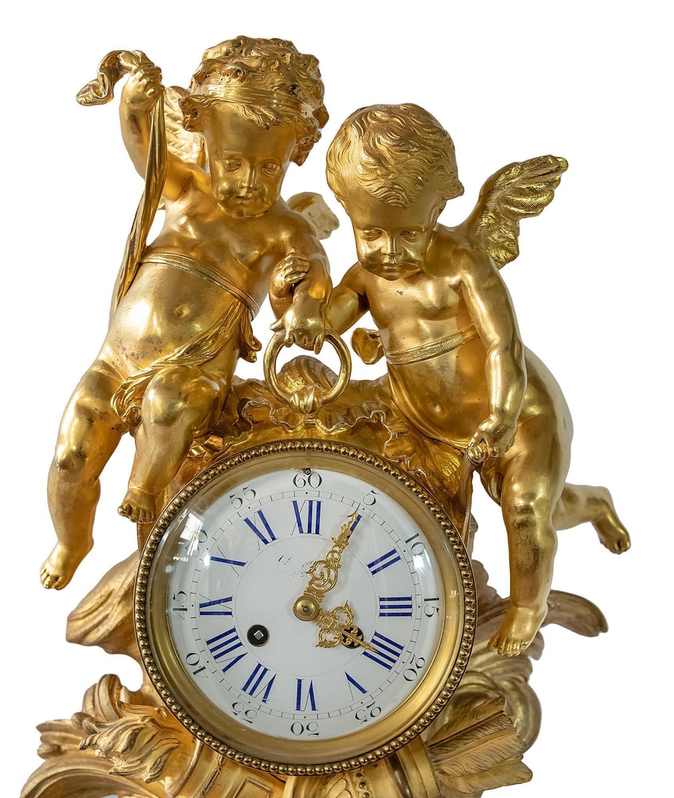 Antique 19th Century French Gilded Bronze Mantel Clock photo furniture