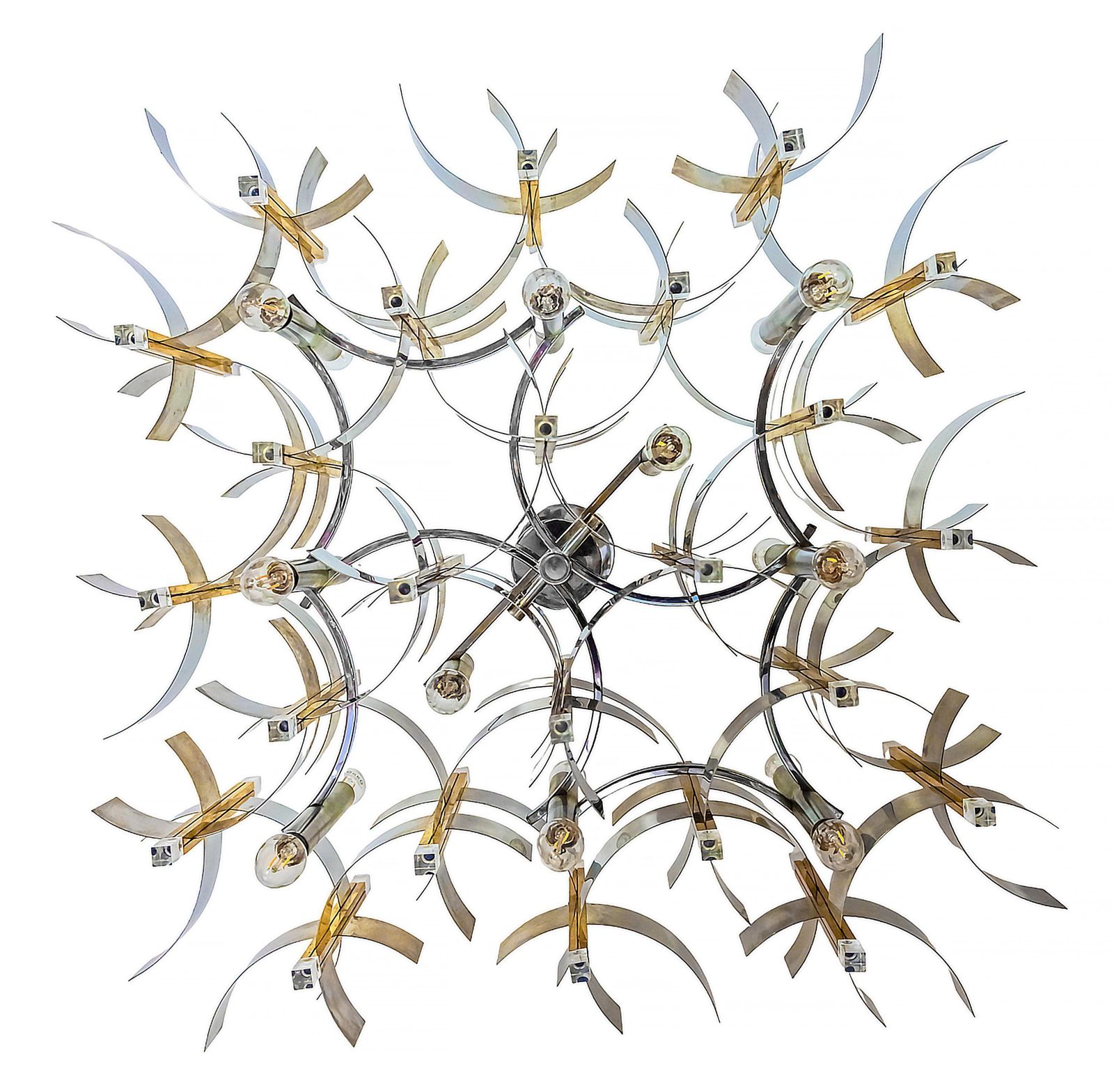 Midcentury Italian Chandelier By Gaetano Sciolari, Circa 1970 photo for sale