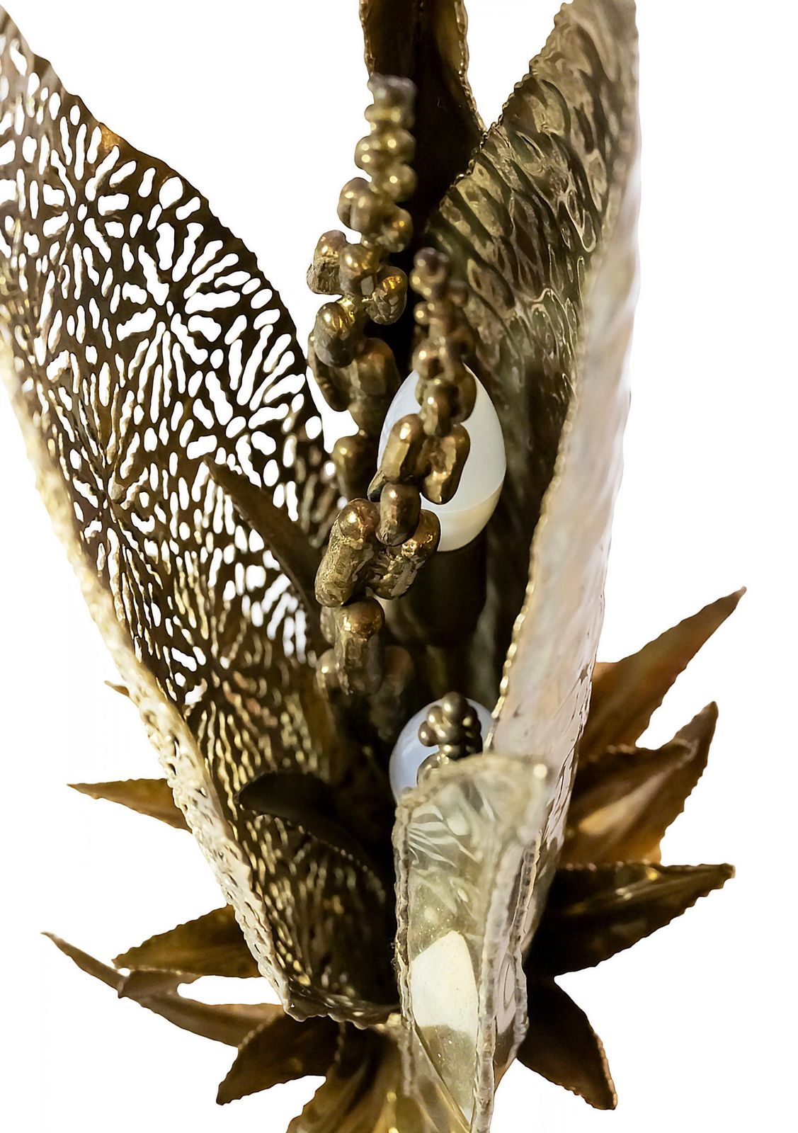 Vintage French Brass Table Lamp With Floral Decor Created By Henri Fernandez photo 2975.0