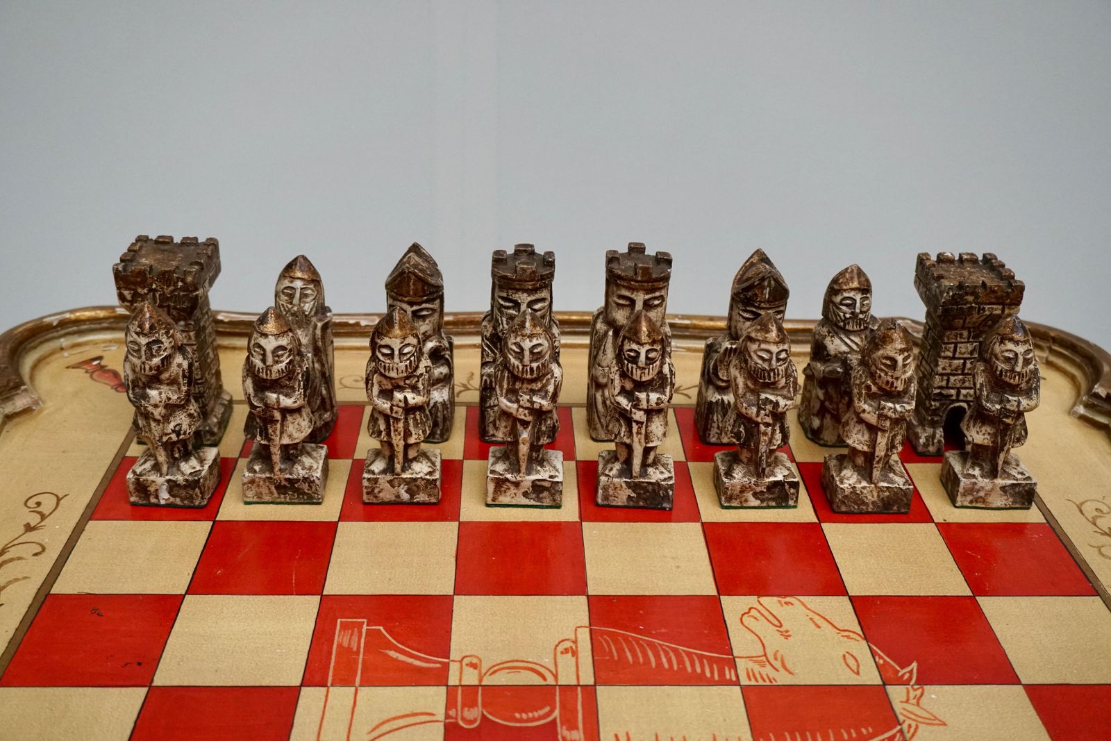 photo buy Games Chess Set Of Handcrafted And Painted Wood Pieces With Table And Board