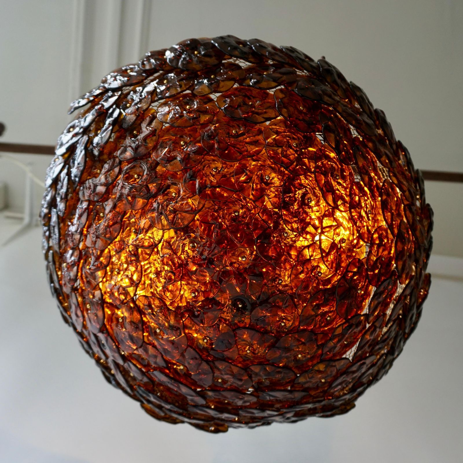 Murano Glass Flower Basket Flush Mount Wall Lamp By Barovier & Toso, 1960s photo furniture