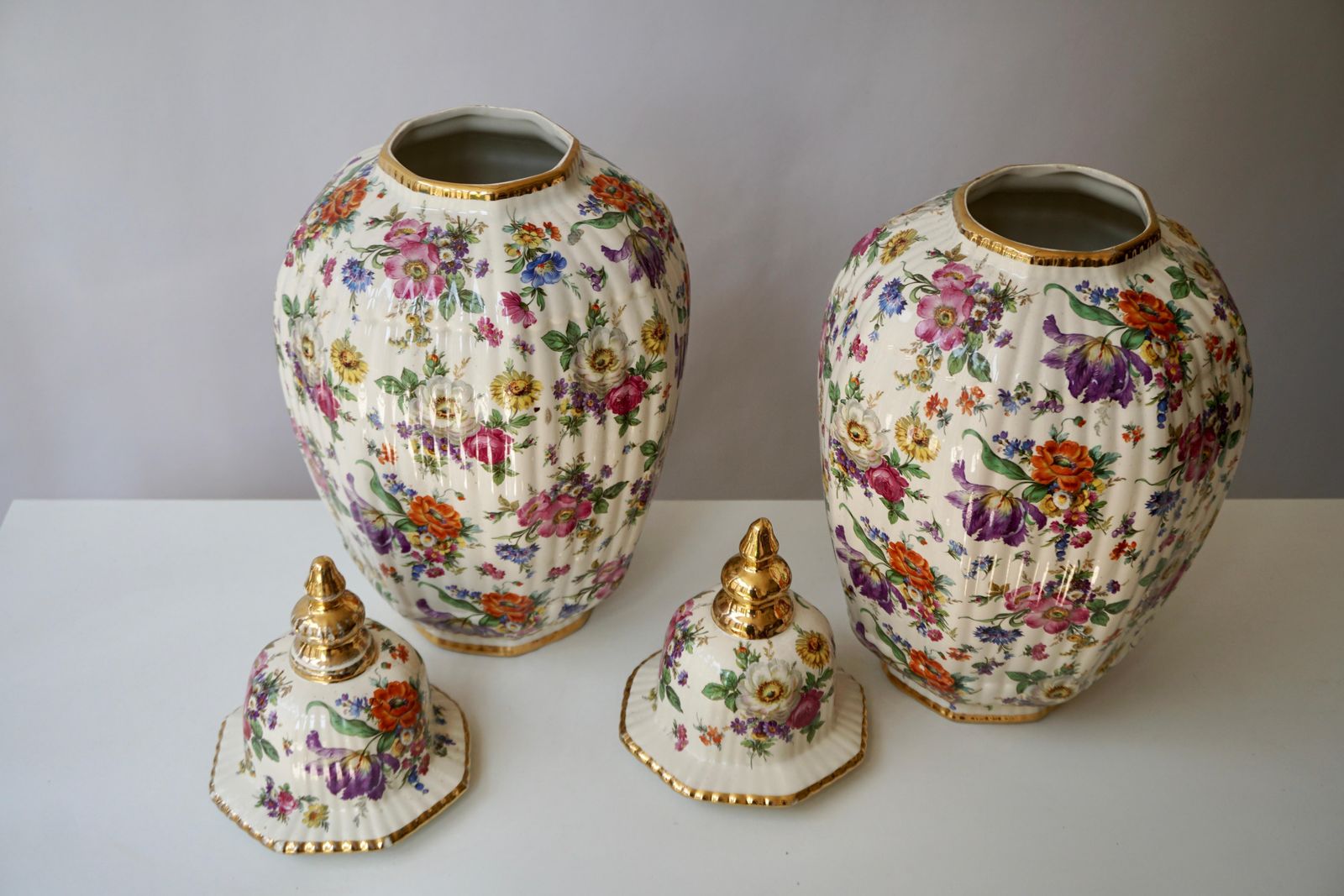 Boch Frères Vase With Stylized Floral Motifs photo vintage