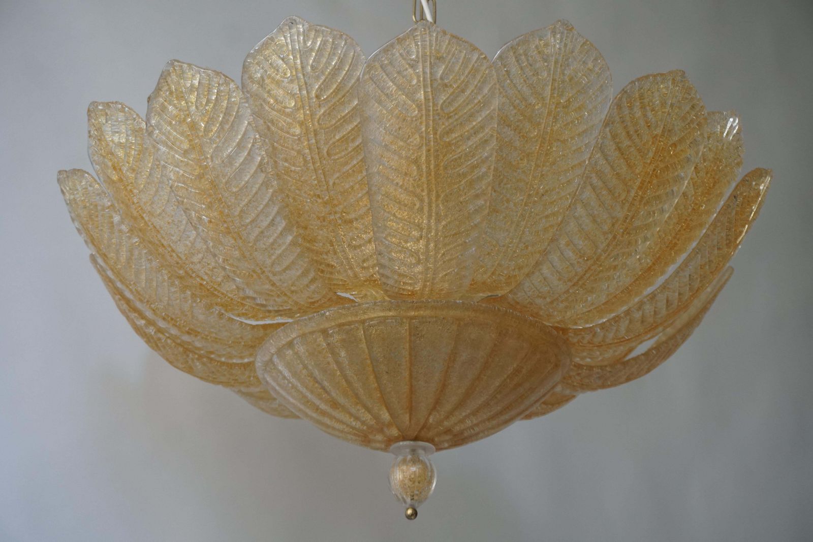 Barovier Toso Style Italian Gold Textured Murano Glass Flower Leaf Flushmount photo buy