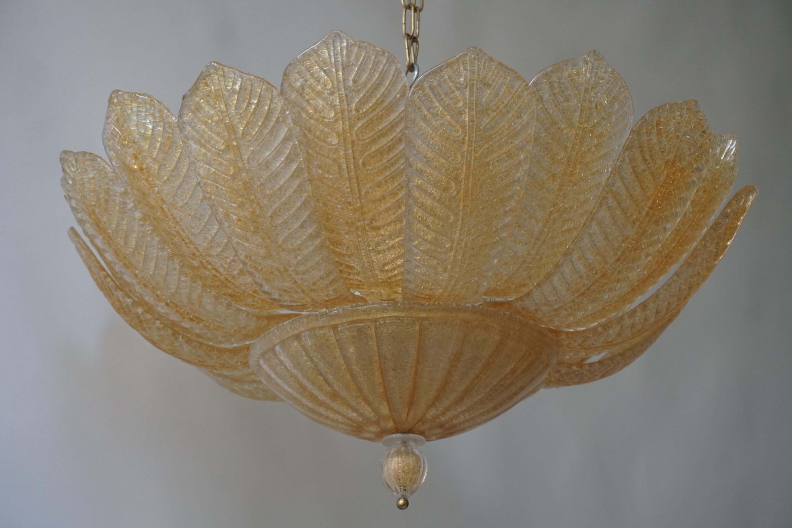 photo for sale Barovier Toso Style Italian Gold Textured Murano Glass Flower Leaf Flushmount