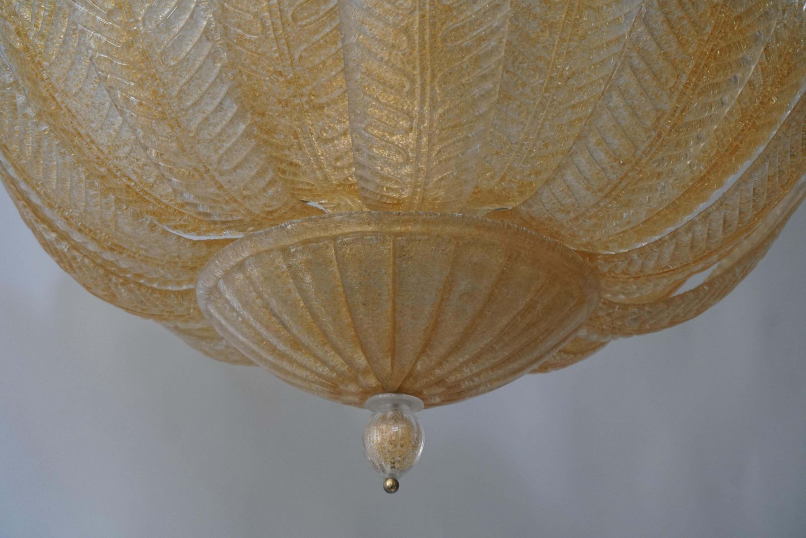 2720.0 Barovier Toso Style Italian Gold Textured Murano Glass Flower Leaf Flushmount photo