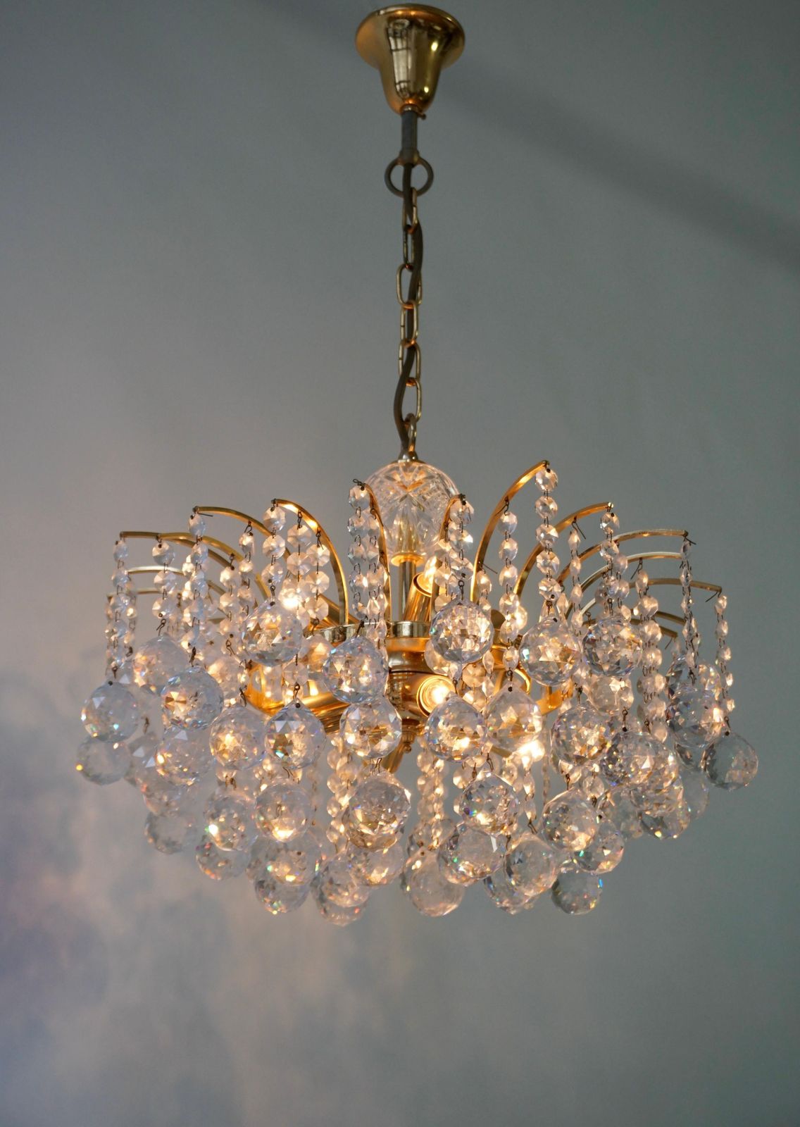Glass Crystal Chandelier By Christoph Palme, Germany, 1970s photo vintage