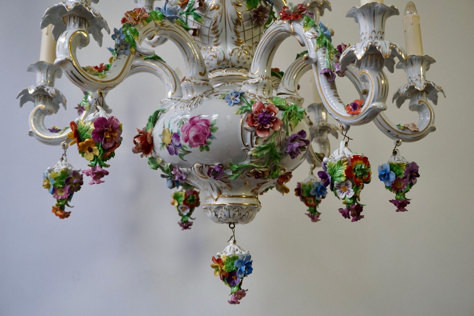 3824.0 Spectacular Large Italian Rococo Style Porcelain Floral Chandelier photo