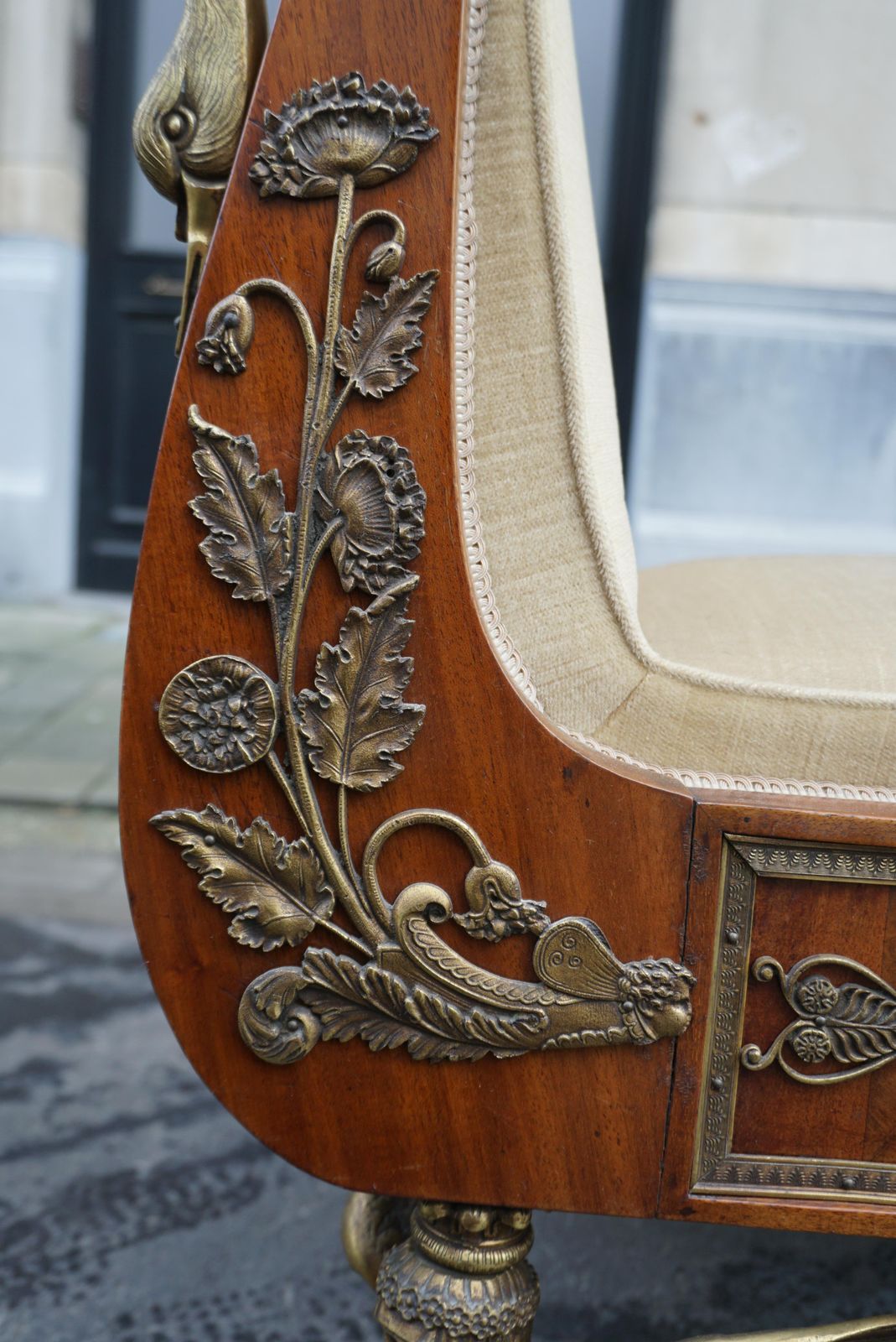photo buy Incredible Gilt Bronze Mounted Swan Neck Daybed In French Empire Style